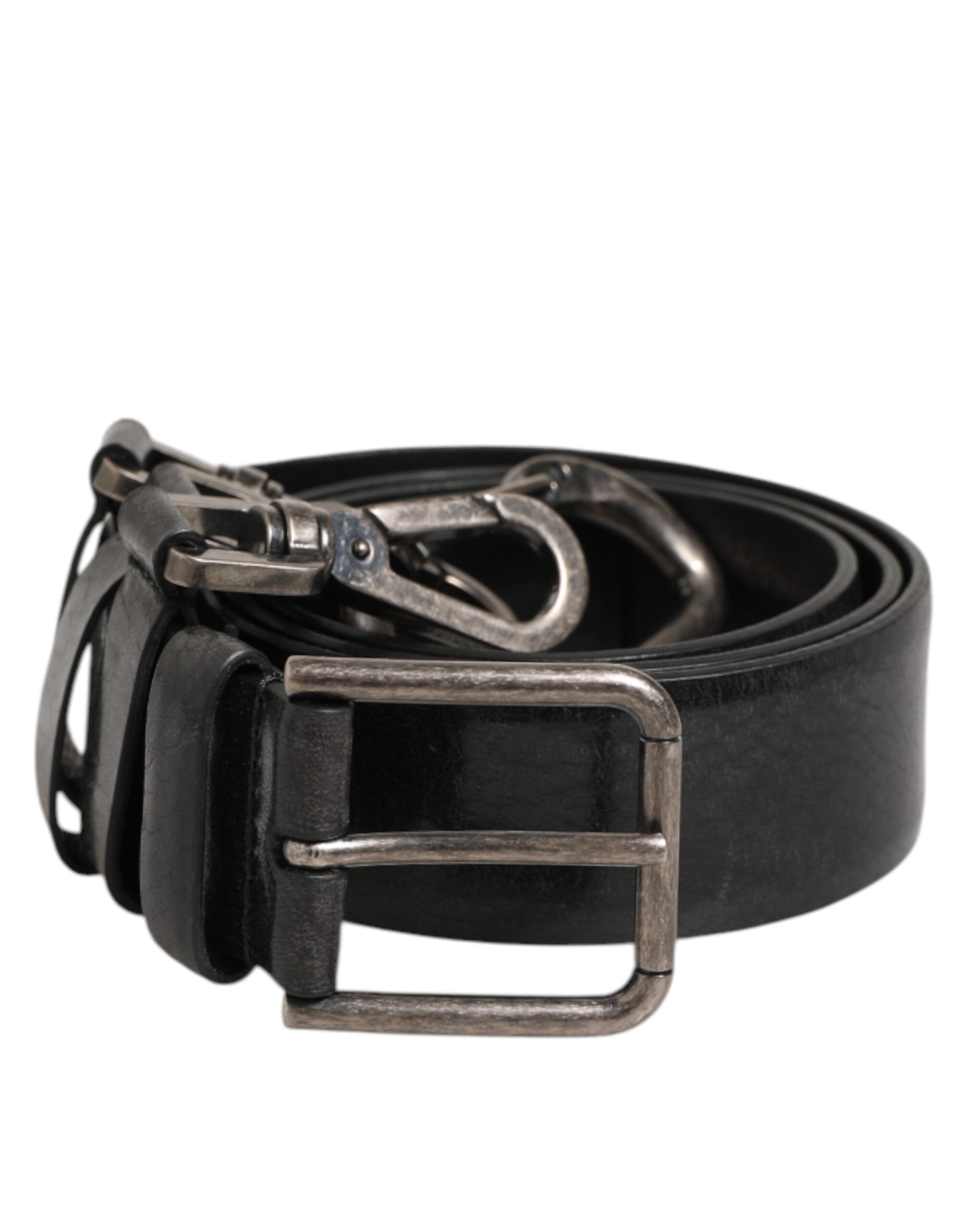 Dolce & Gabbana Black Key Ring Clip Attachments Buckle Men's Belt