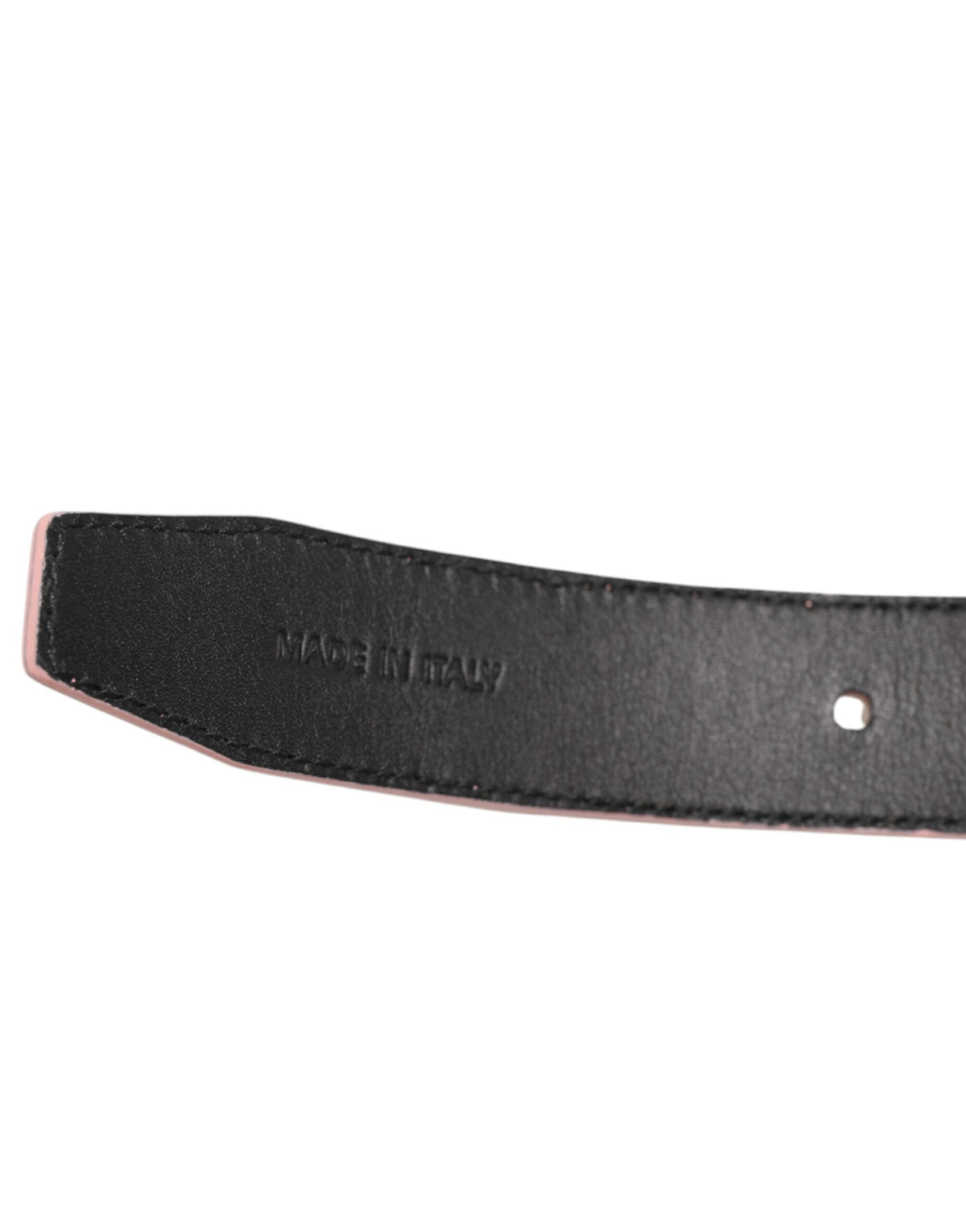 Dolce & Gabbana Pink Leather Perforated Detailing Buckle Men's Belt