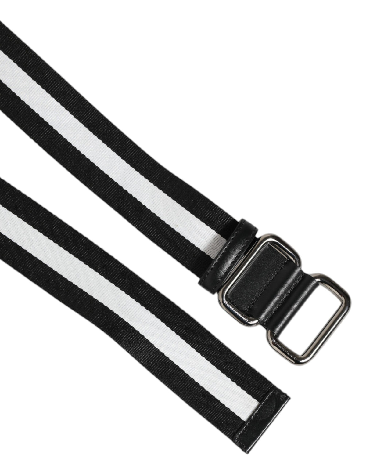 Dolce & Gabbana Black White Striped Metal Buckle Men Men's Belt
