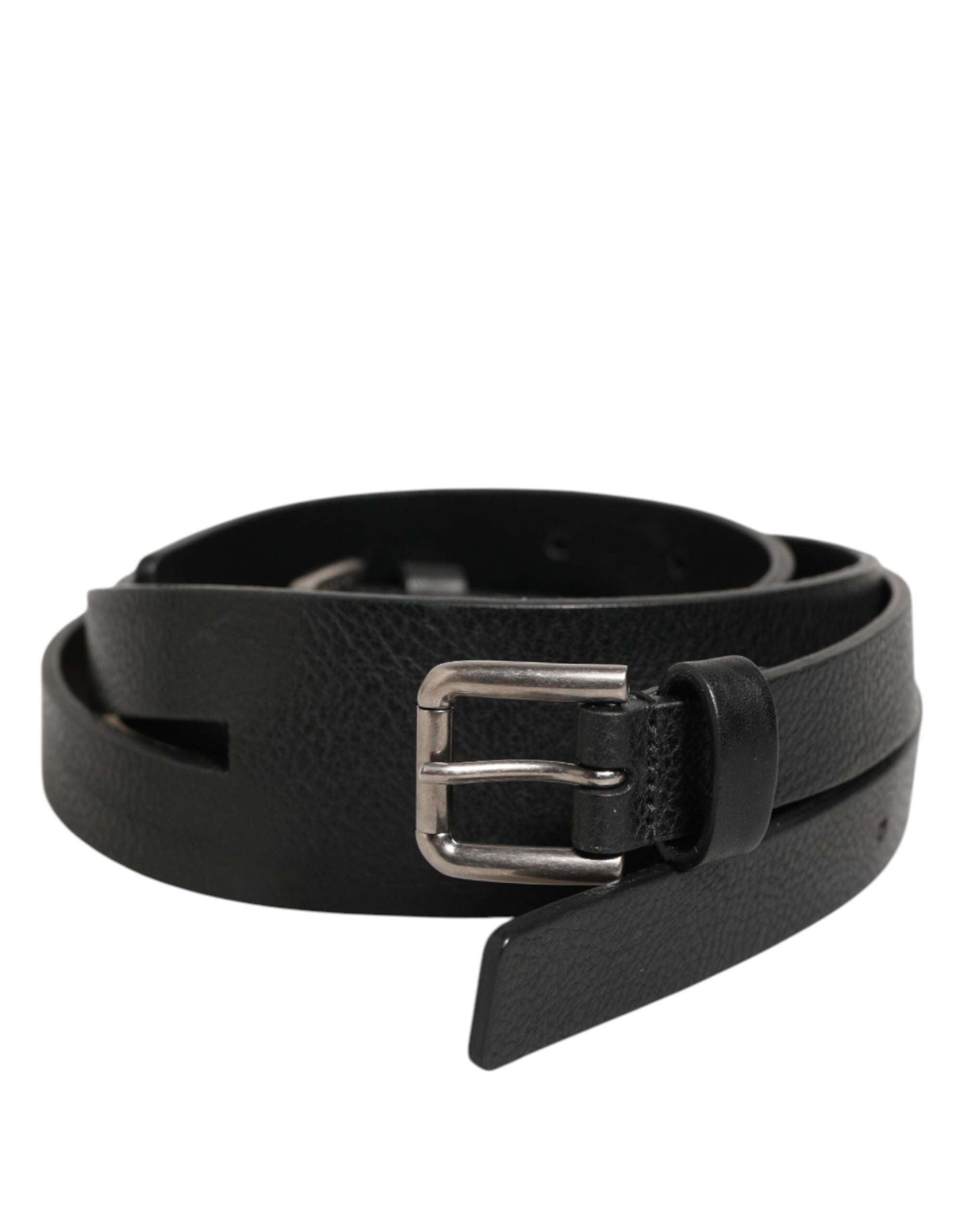 Dolce & Gabbana Black Double Strap Leather Gold Buckle Men's Belt