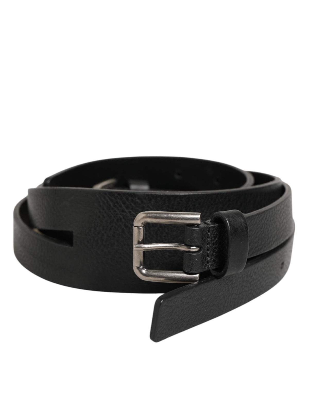 Dolce & Gabbana Black Double Strap Leather Gold Buckle Men's Belt