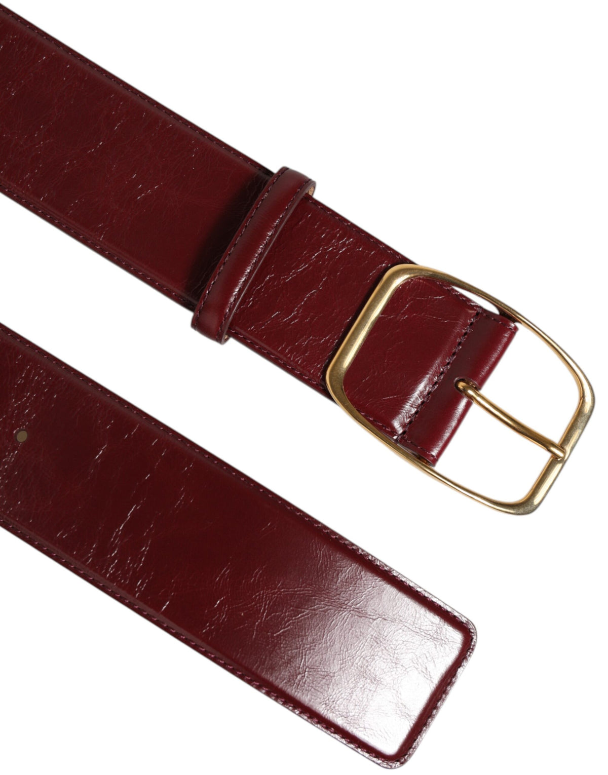 Dolce & Gabbana Burgundy Leather Gold Metal Buckle Women Women's Belt
