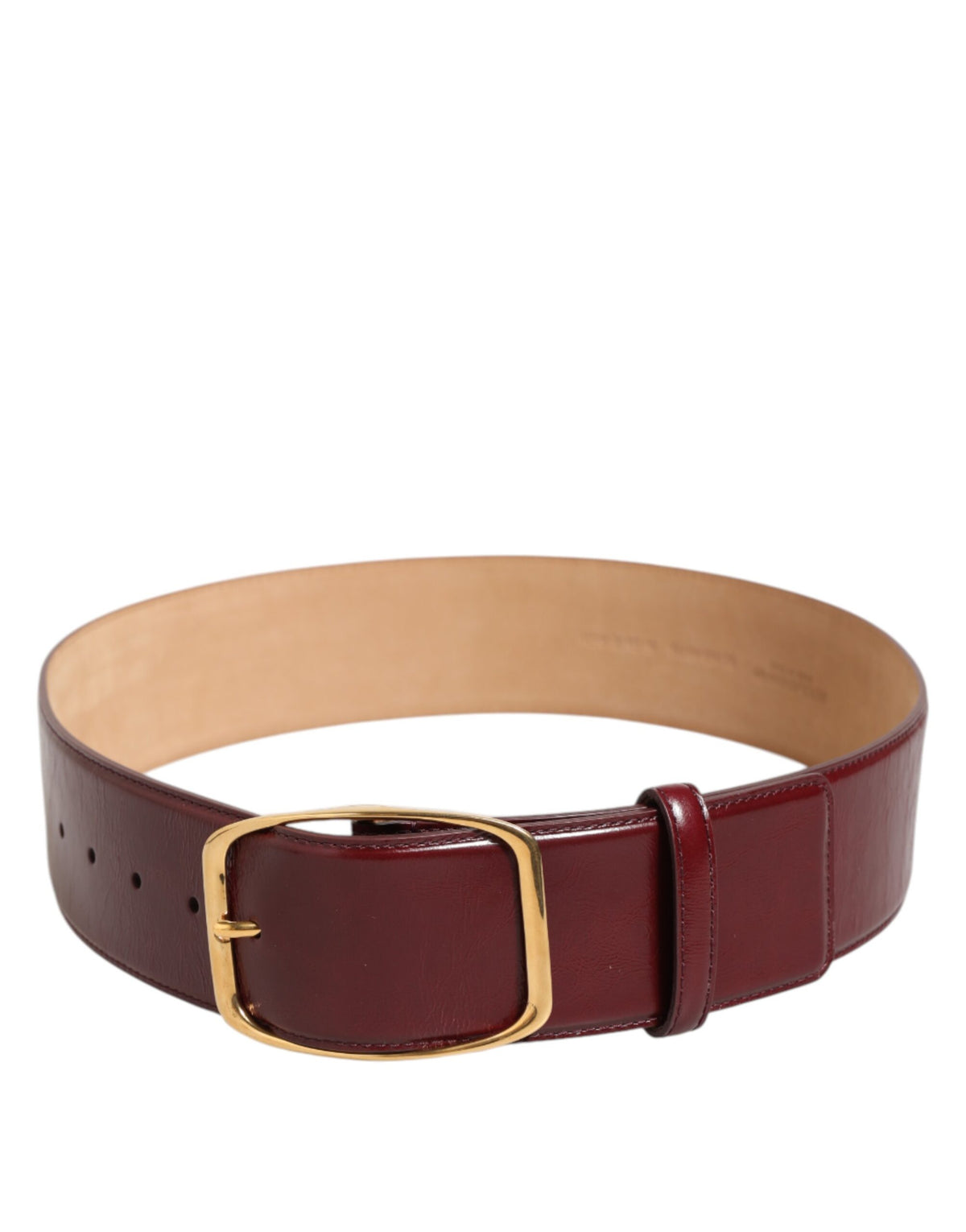 Dolce & Gabbana Burgundy Leather Gold Metal Buckle Women Women's Belt
