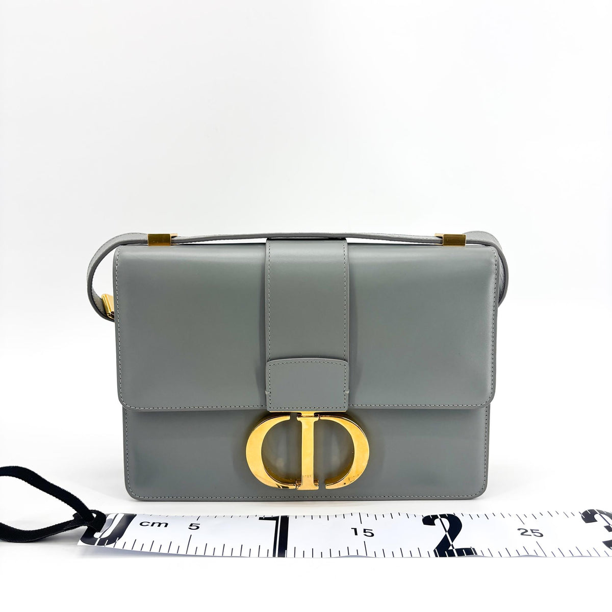 Christian Dior 30 Montaigne Box Leather Gray Calfskin Handbag (Pre-Owned)