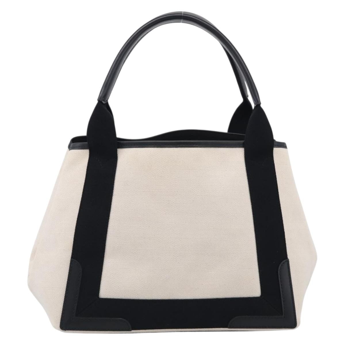 Balenciaga Navy Cabas Canvas With Leather White Canvas Tote Bag Bag (Pre-Owned)