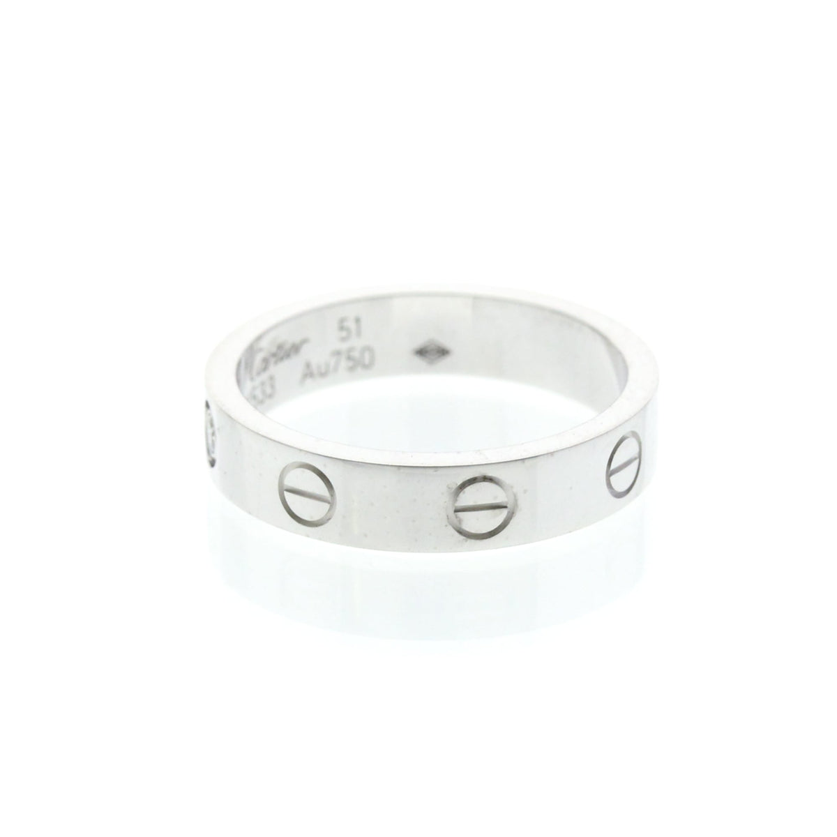 Cartier Love 1 Diamond Band White Gold And Diamond Silver White_Gold Ring Jewelry (Pre-Owned)