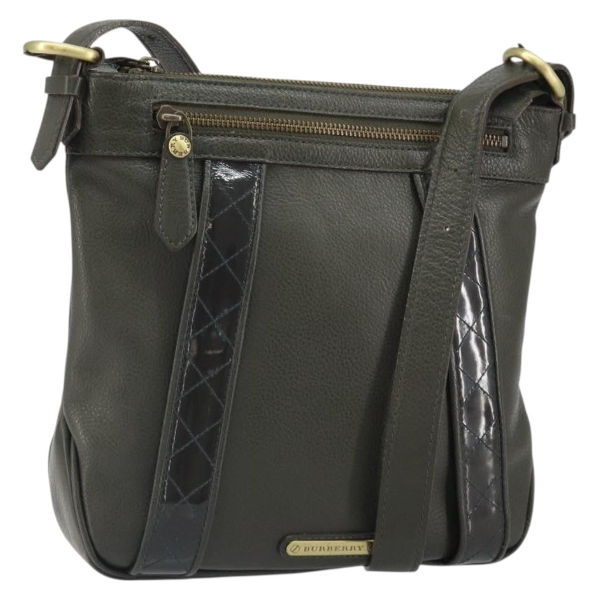 Burberry Vintage Leather Khaki Leather Shoulder Bag Bag (Pre-Owned)