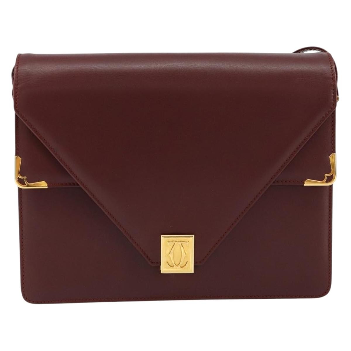 Cartier Must De Cartier Leather Burgundy Leather Shoulder Bag Bag (Pre-Owned)