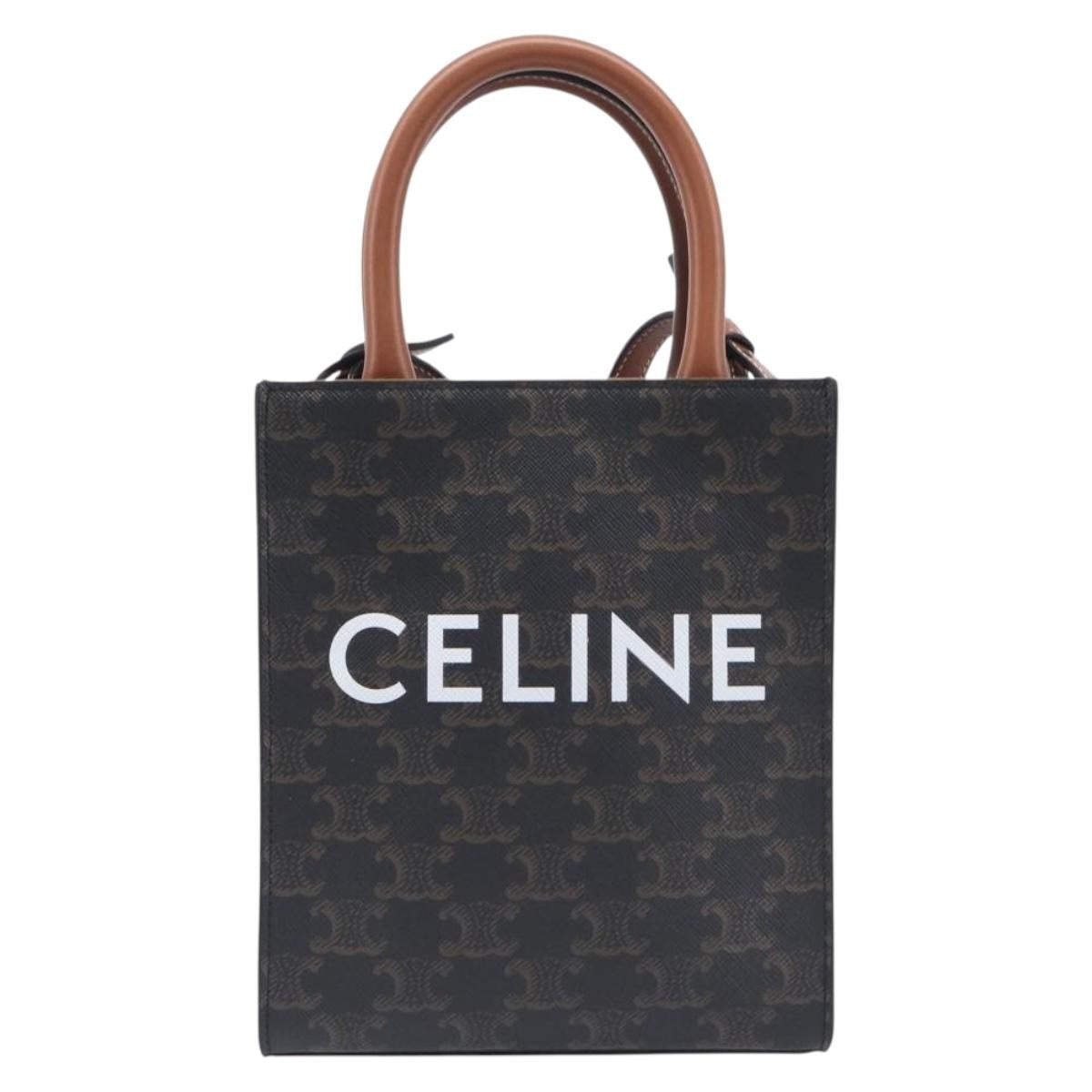 Celine Vertical Cabas Triomphe Coated Canvas Black Canvas Tote Bag Bag (Pre-Owned)