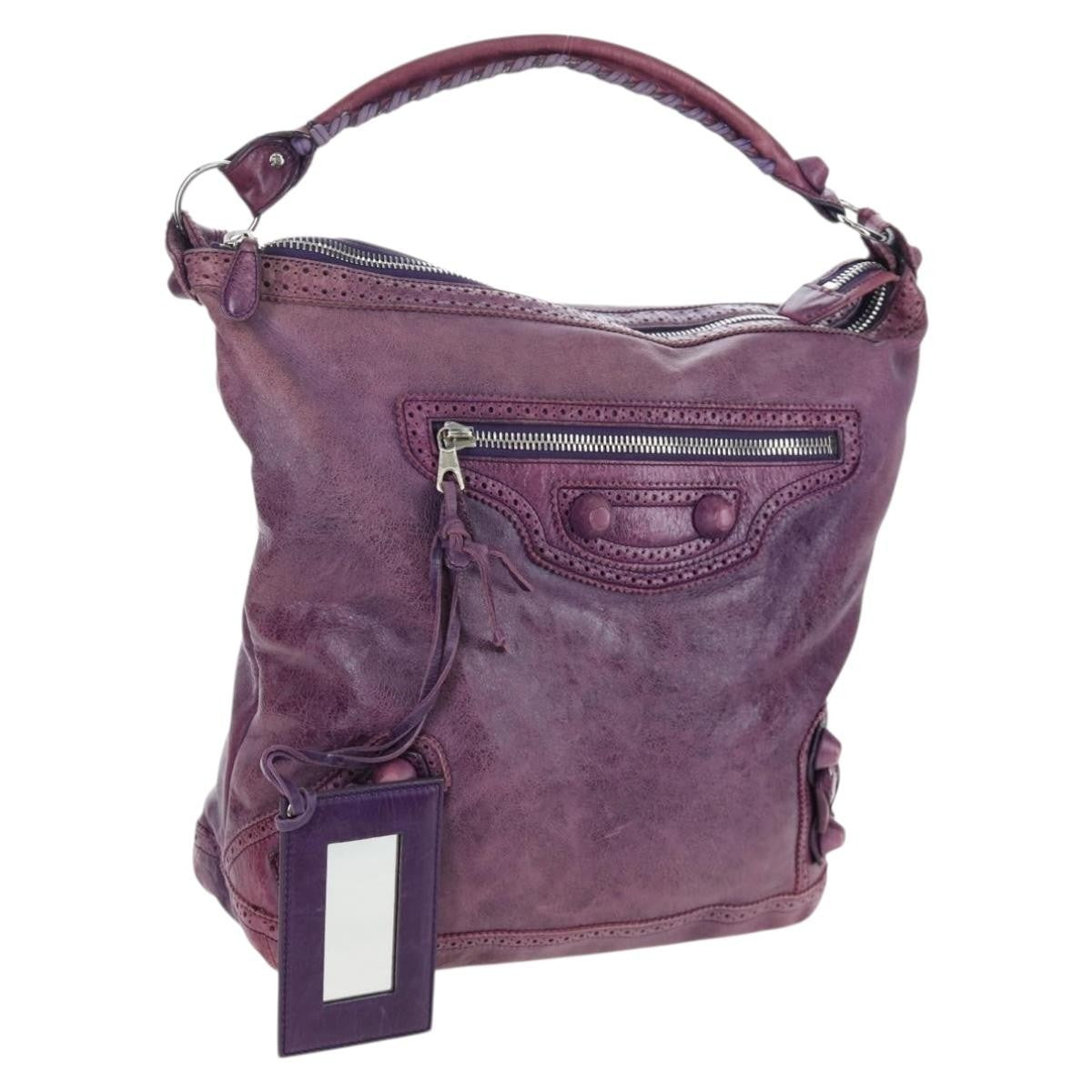 Balenciaga Covered Giant Brogues Day Hobo Leather Purple Leather Shoulder Bag Bag (Pre-Owned)
