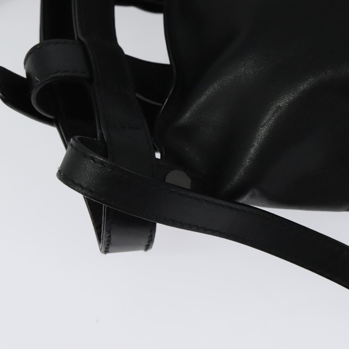 Bottega Veneta Utility Waist Leather With Intrecciato Black Leather Shoulder Bag Bag (Pre-Owned)