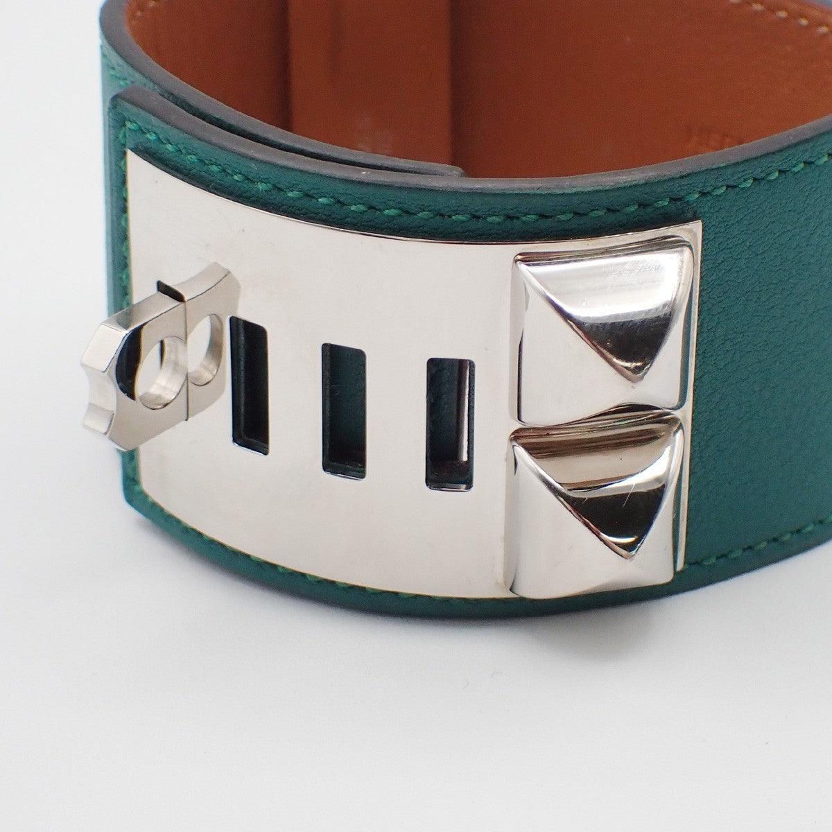 Hermes Collier De Chien Leather Green Leather Bracelet Jewelry (Pre-Owned)