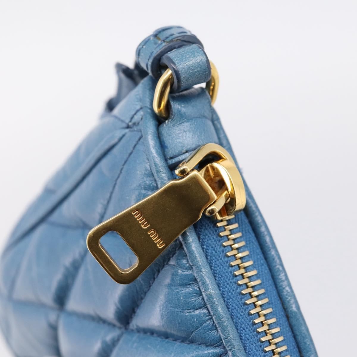 Miu Miu Shoulder Matelasse Leather Blue Leather Shoulder Bag Bag (Pre-Owned)