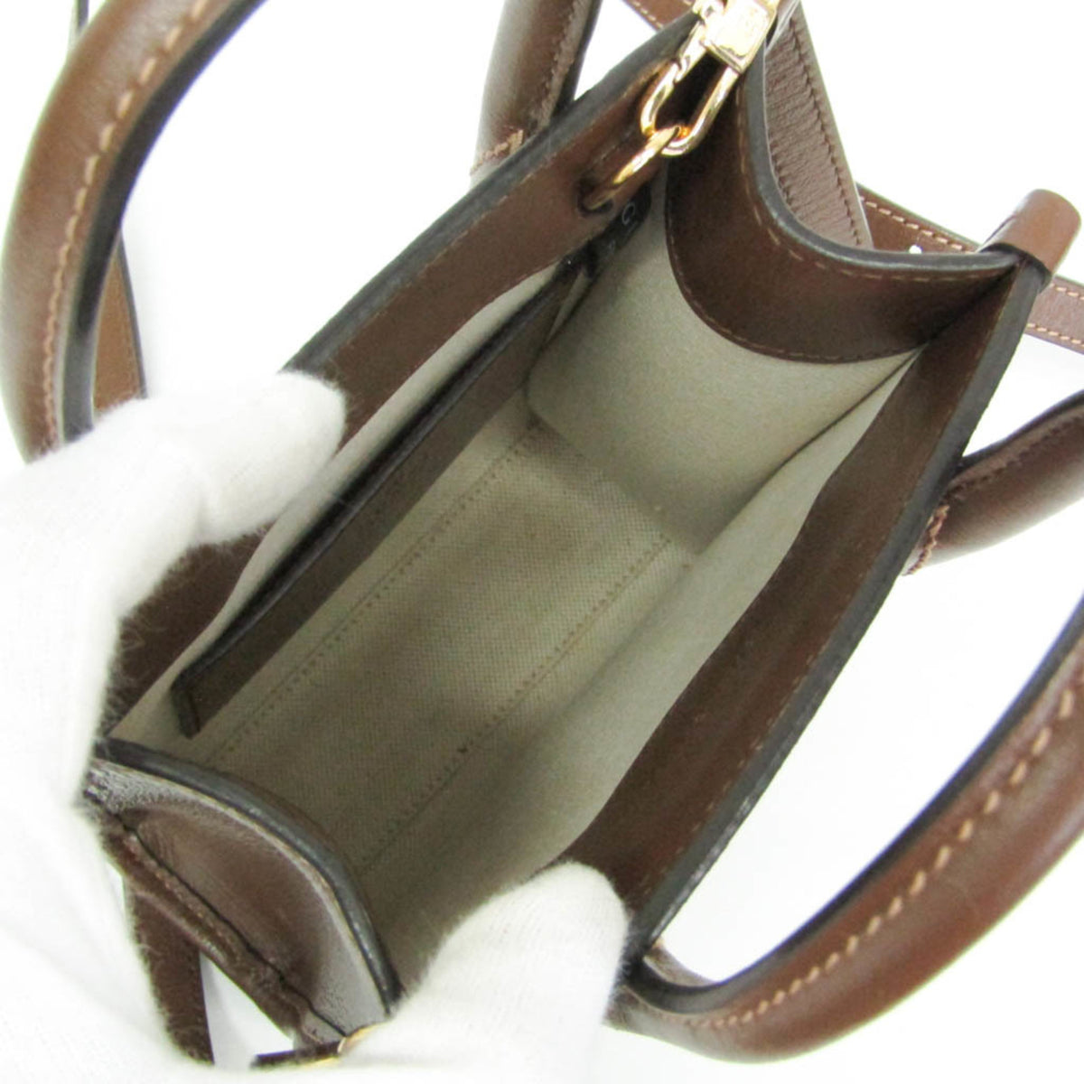 Gucci Interlocking G Patch Gg Coated Canvas Beige Canvas Tote Bag Bag (Pre-Owned)