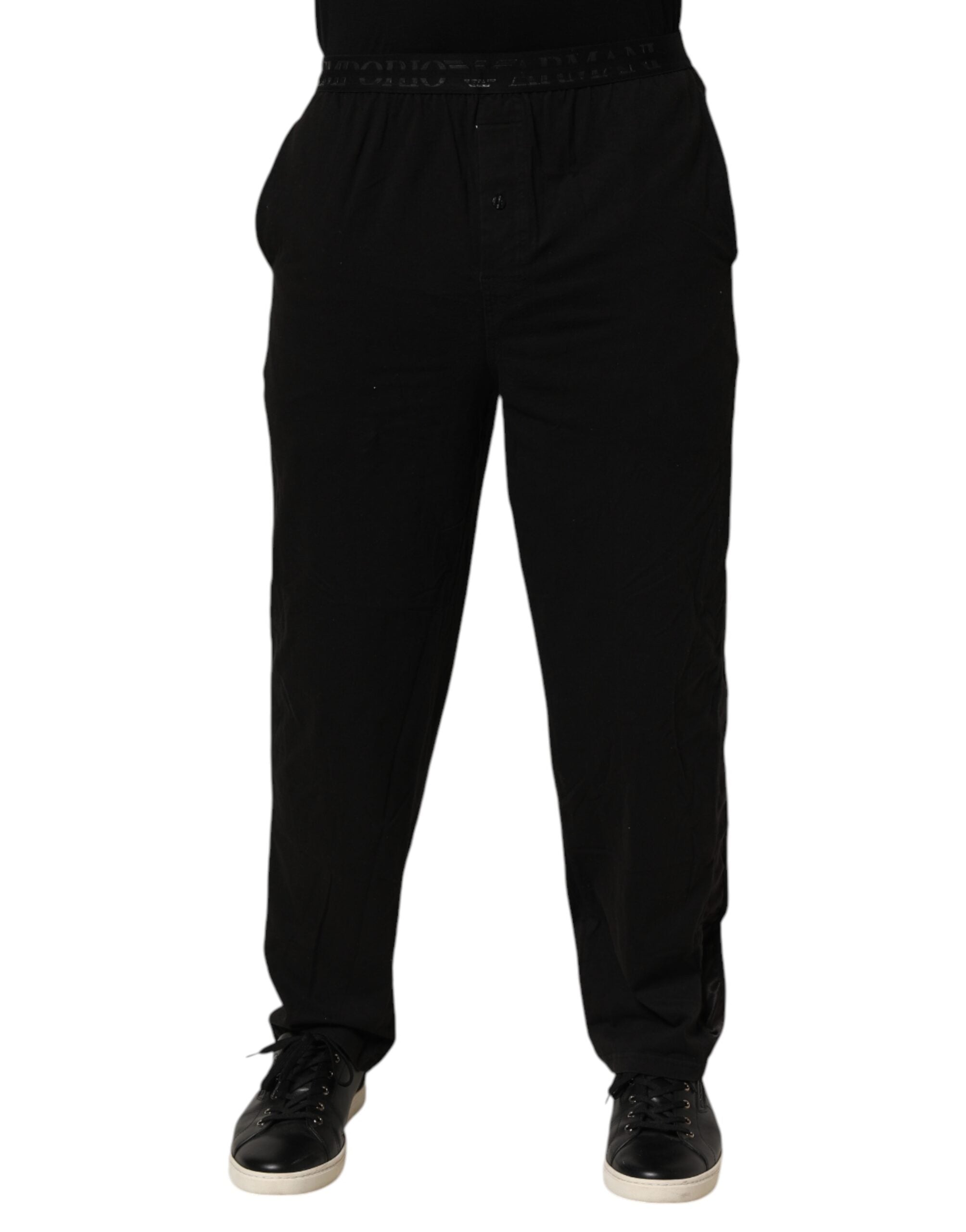 Emporio Armani Black Cotton Blend Logo Waistband Trouser Men's Pants (Pre-Owned)