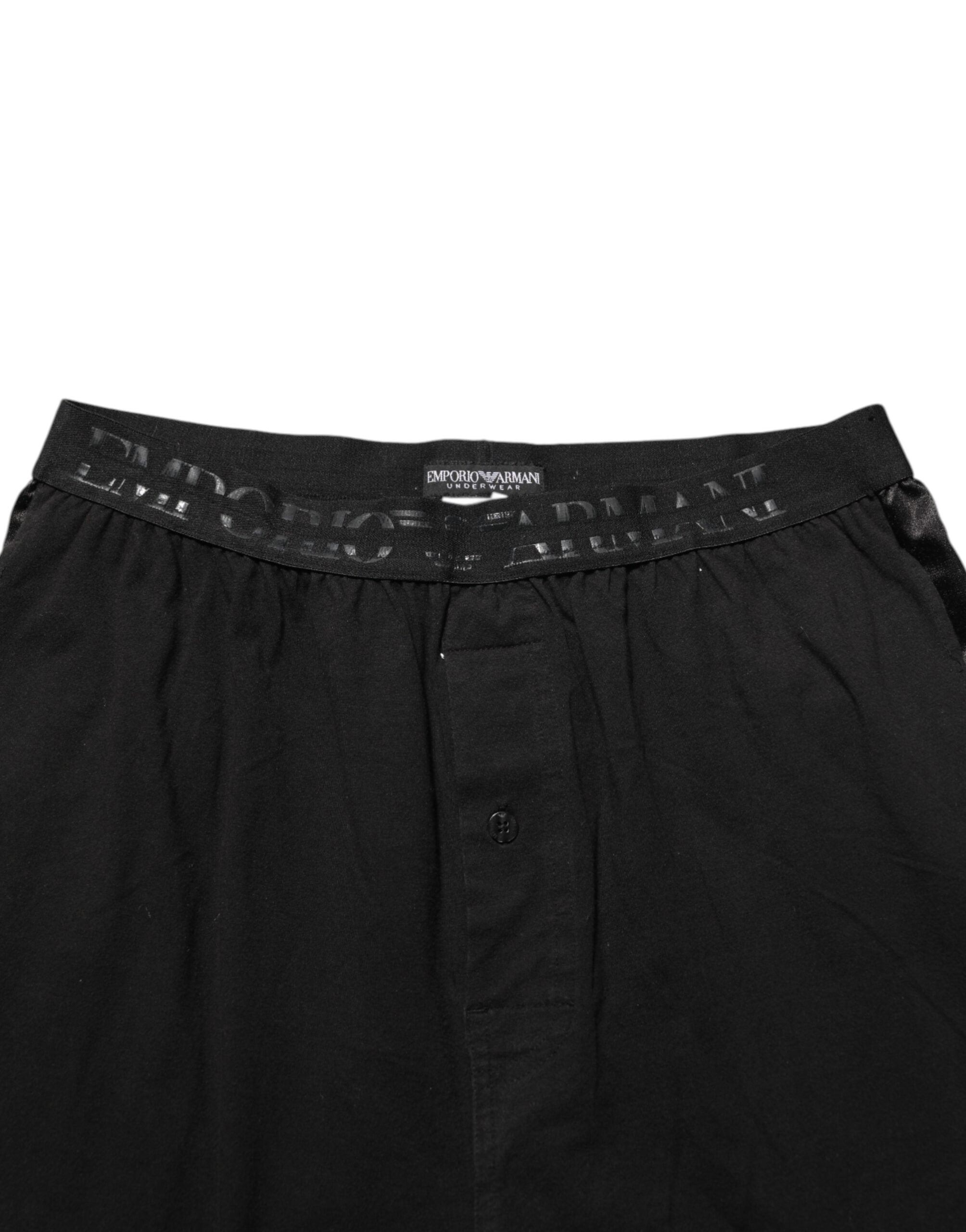 Emporio Armani Black Cotton Blend Logo Waistband Trouser Men's Pants (Pre-Owned)