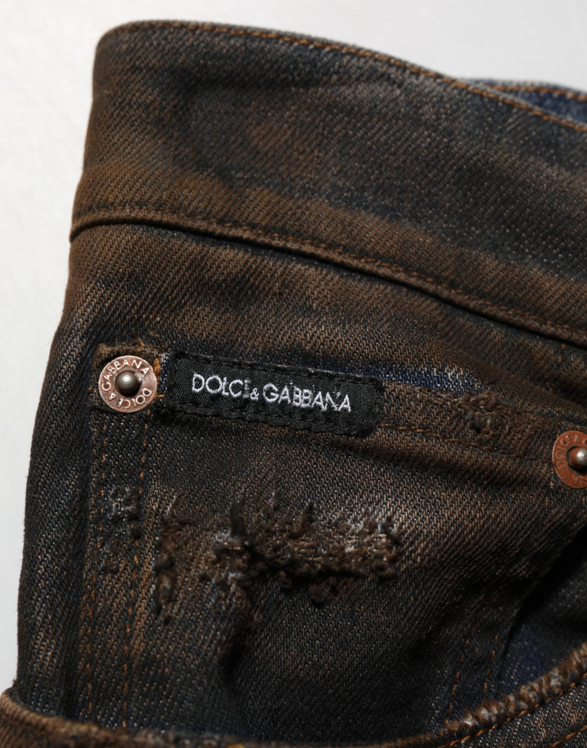 Dolce & Gabbana Black Cotton Skinny Tattered Men Denim Men's Jeans