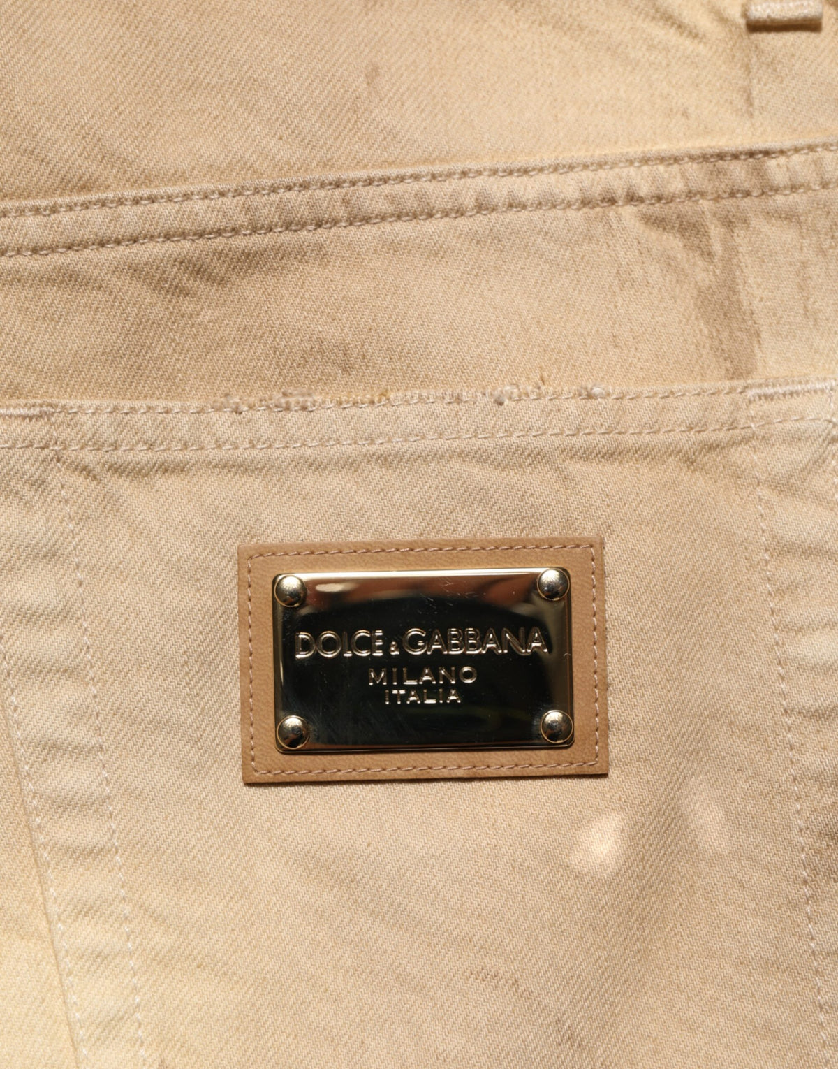Dolce & Gabbana Beige Cotton Loose Tattered Men Denim Men's Jeans