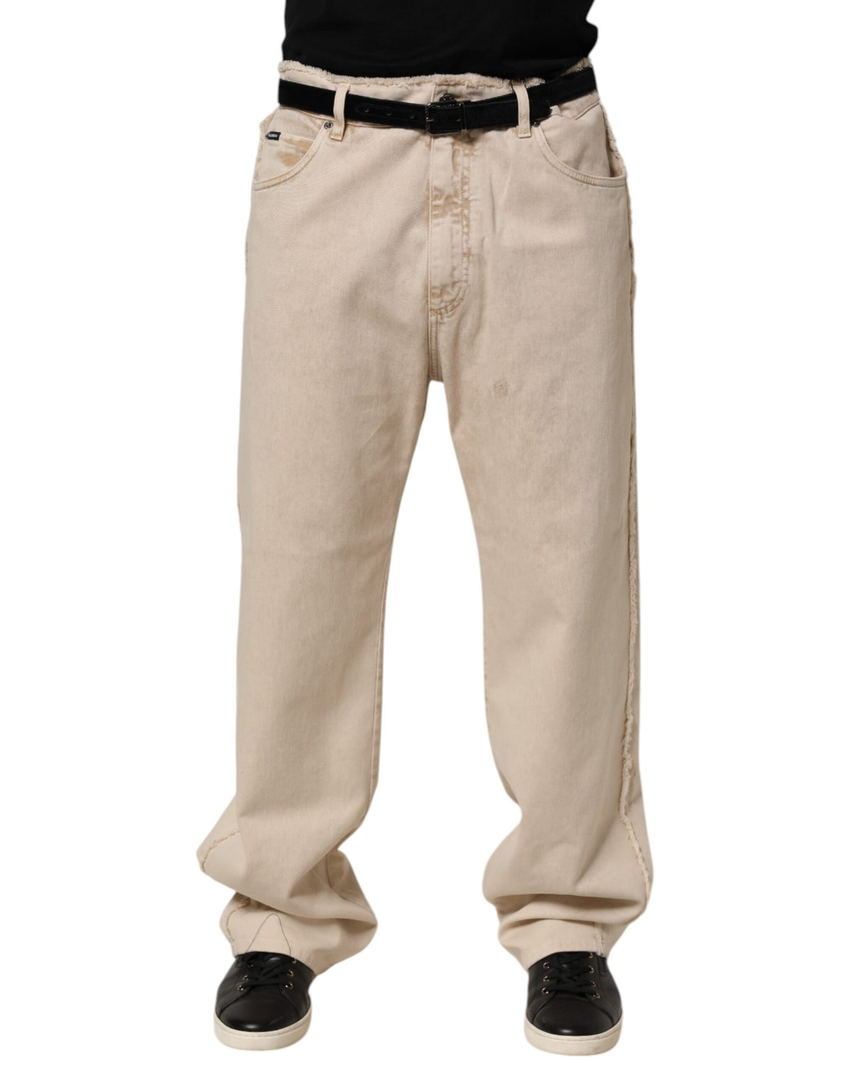 Dolce & Gabbana Beige Cotton Straight Denim Trouser Men's Jeans
