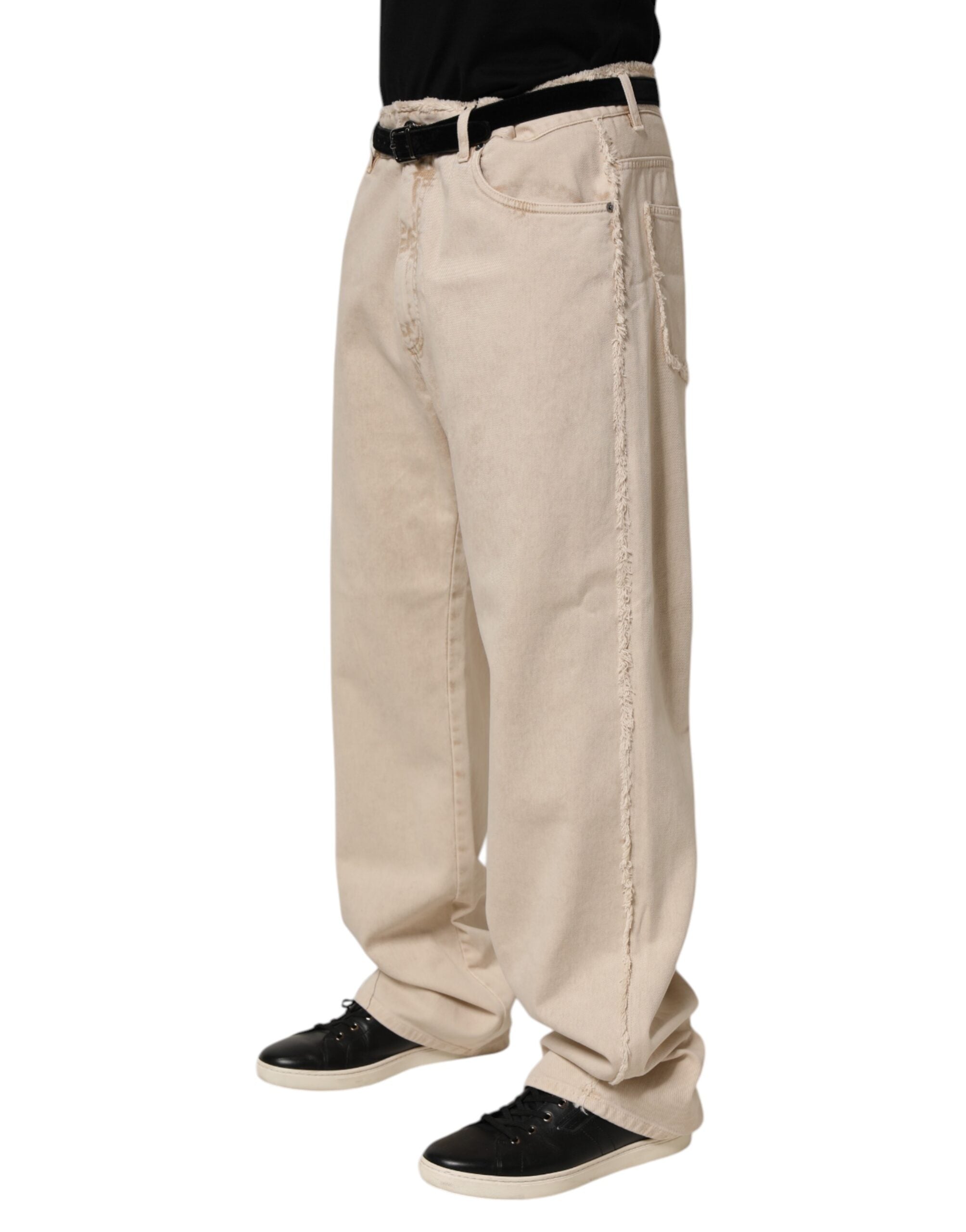 Dolce & Gabbana Beige Cotton Straight Denim Trouser Men's Jeans