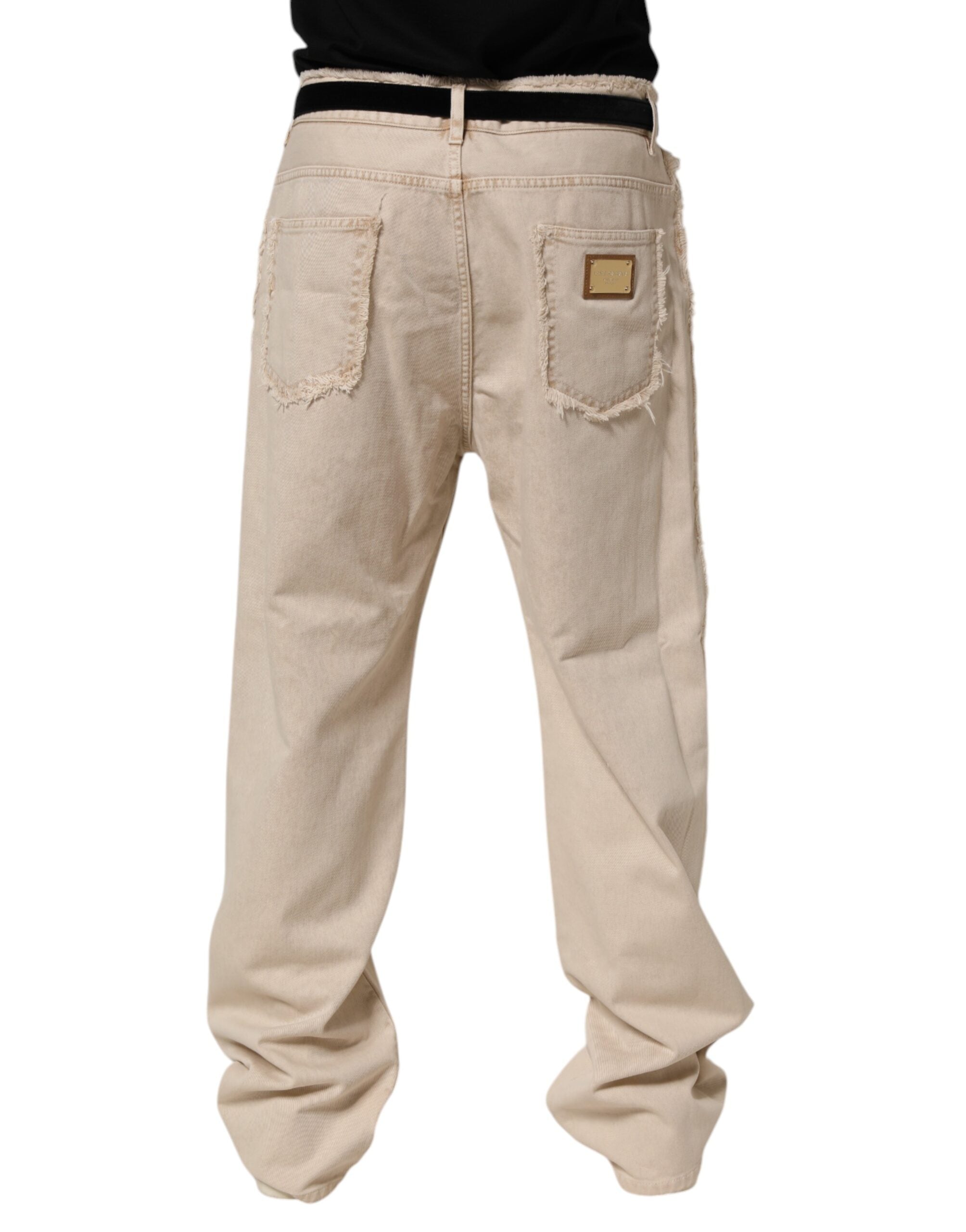Dolce & Gabbana Beige Cotton Straight Denim Trouser Men's Jeans