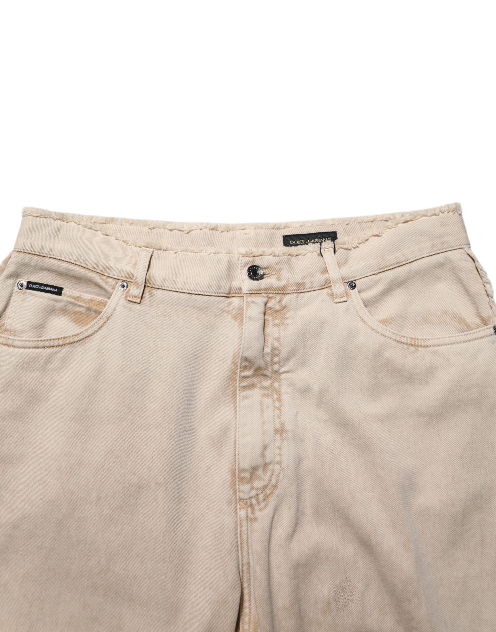 Dolce & Gabbana Beige Cotton Straight Denim Trouser Men's Jeans
