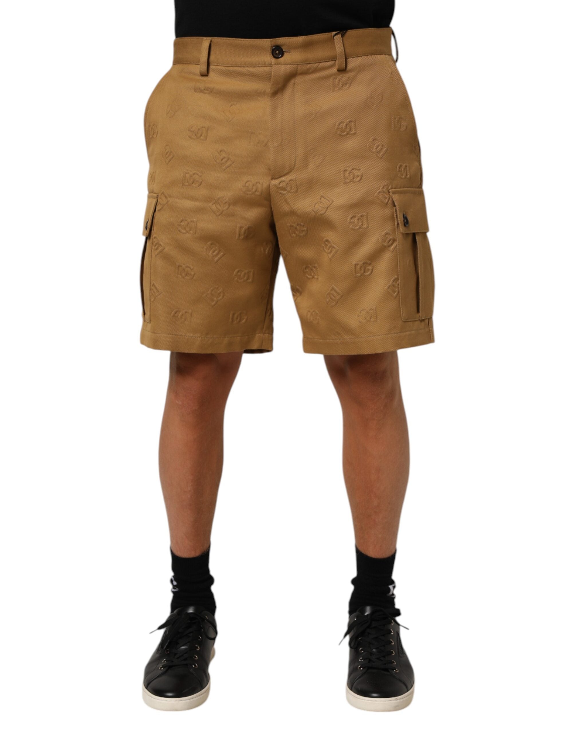 Dolce & Gabbana Brown Cotton Stretch Logo CargoBermuda Men's Shorts