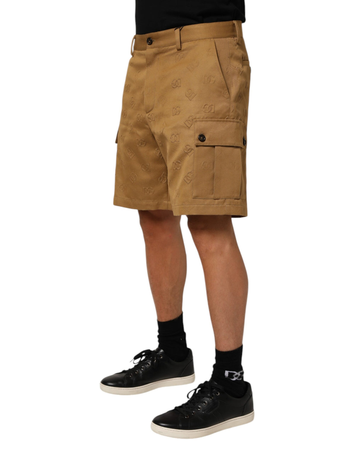 Dolce & Gabbana Brown Cotton Stretch Logo CargoBermuda Men's Shorts