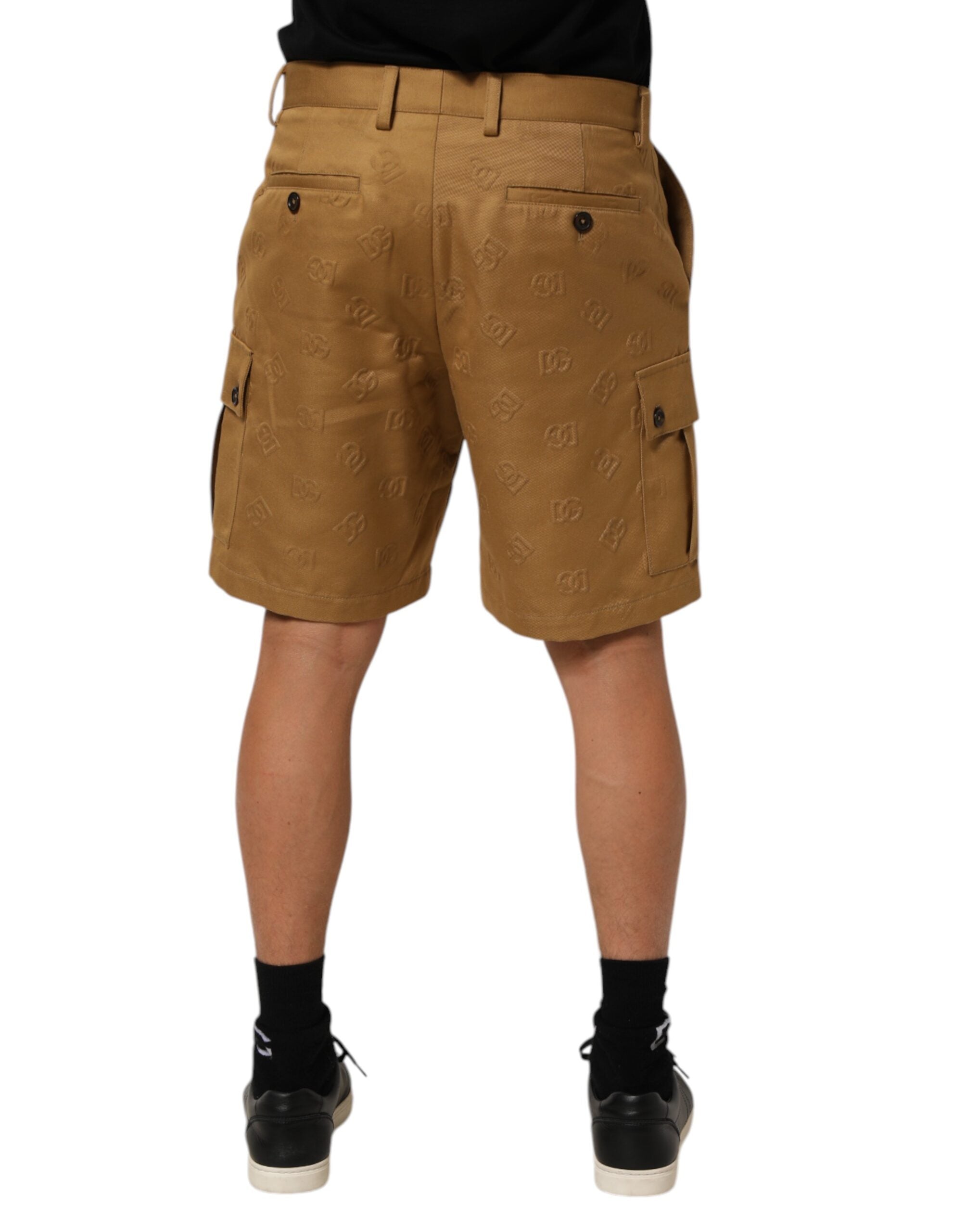 Dolce & Gabbana Brown Cotton Stretch Logo CargoBermuda Men's Shorts