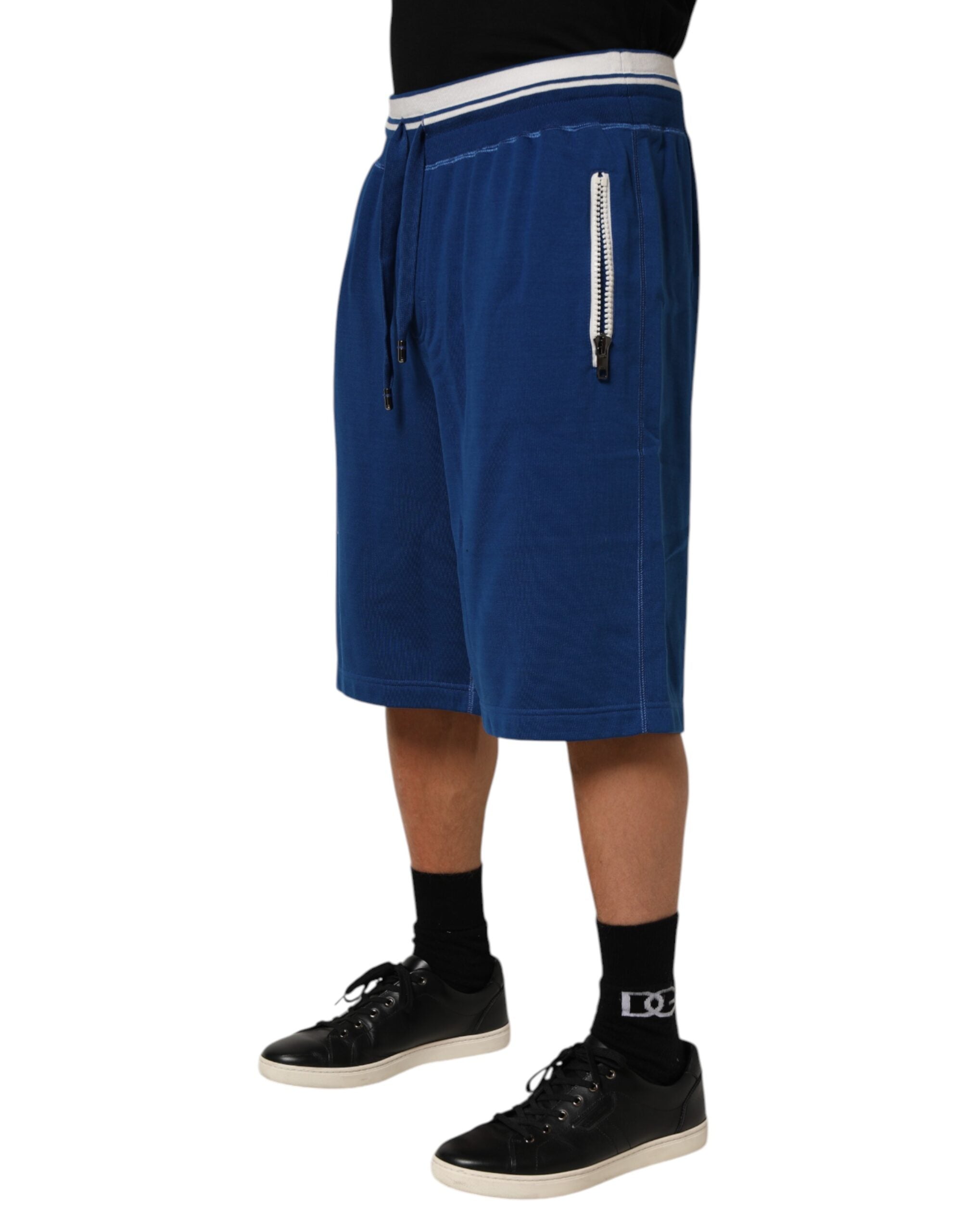 Dolce & Gabbana Blue Cotton Blend Bermuda Sweatpants Men's Shorts