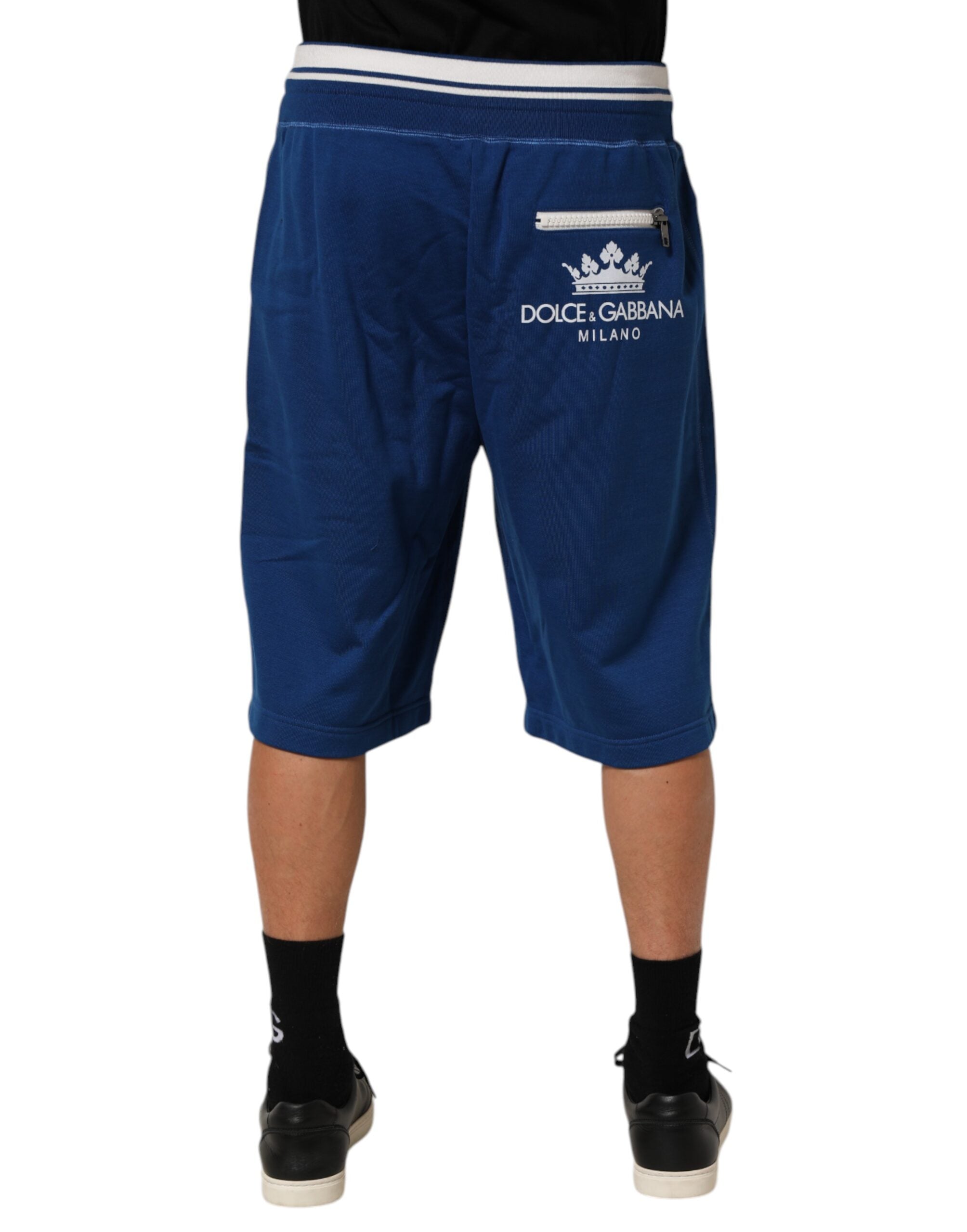 Dolce & Gabbana Blue Cotton Blend Bermuda Sweatpants Men's Shorts