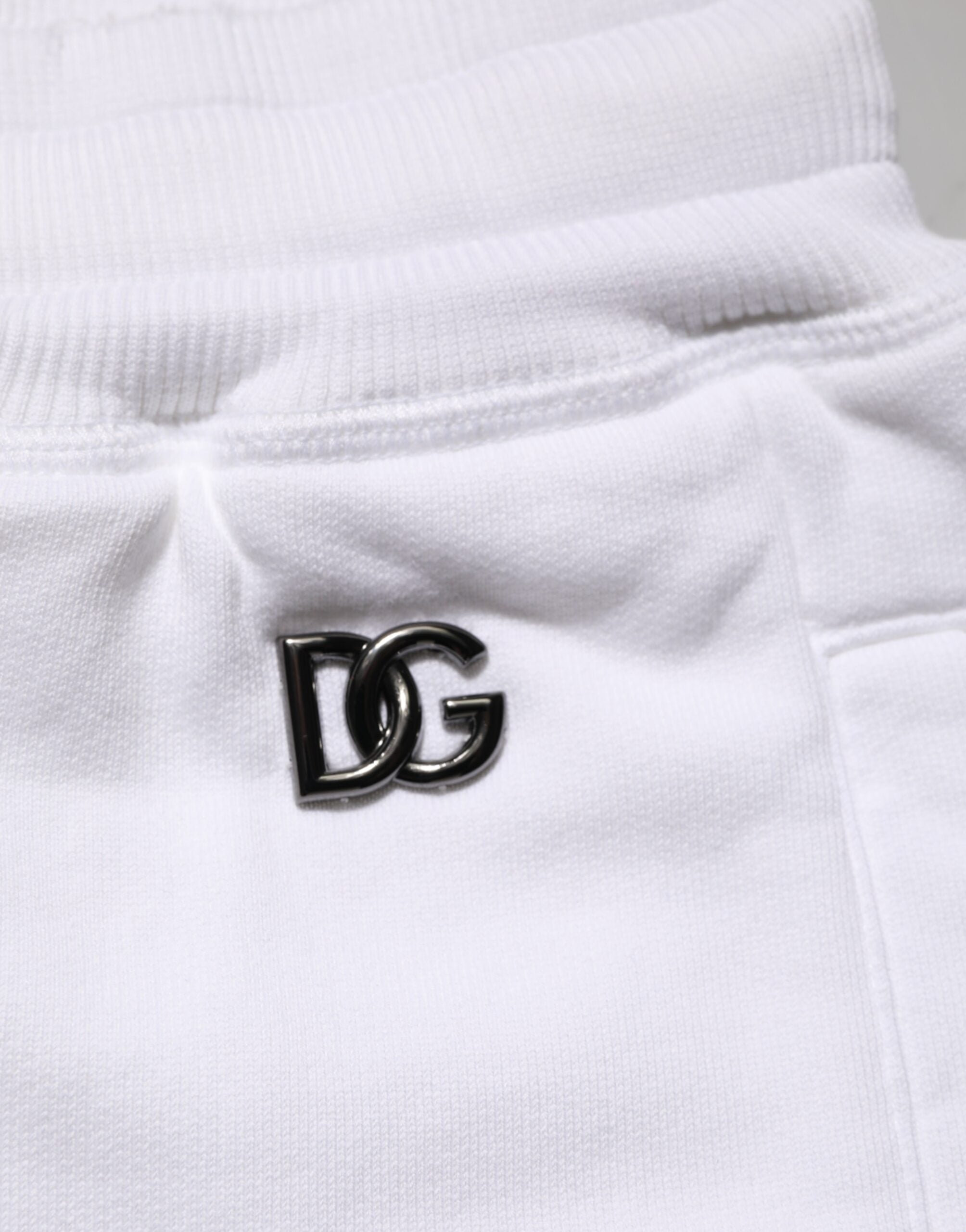 Dolce & Gabbana White Cotton Ripped Bermuda Sweatpants Men's Shorts