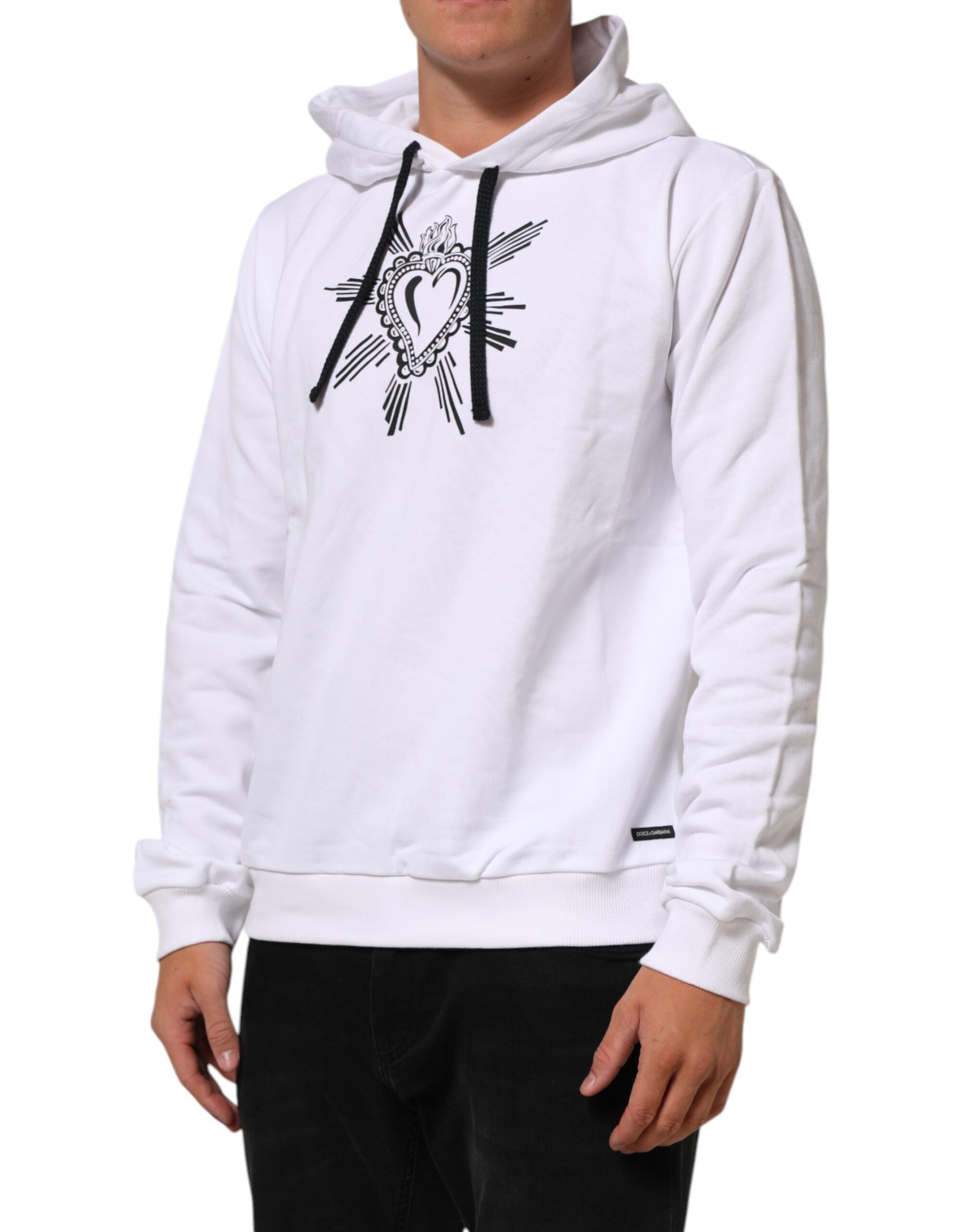 Dolce & Gabbana White Sacred Heart Hooded Sweatshirt Men's Sweater (Pre-Owned)