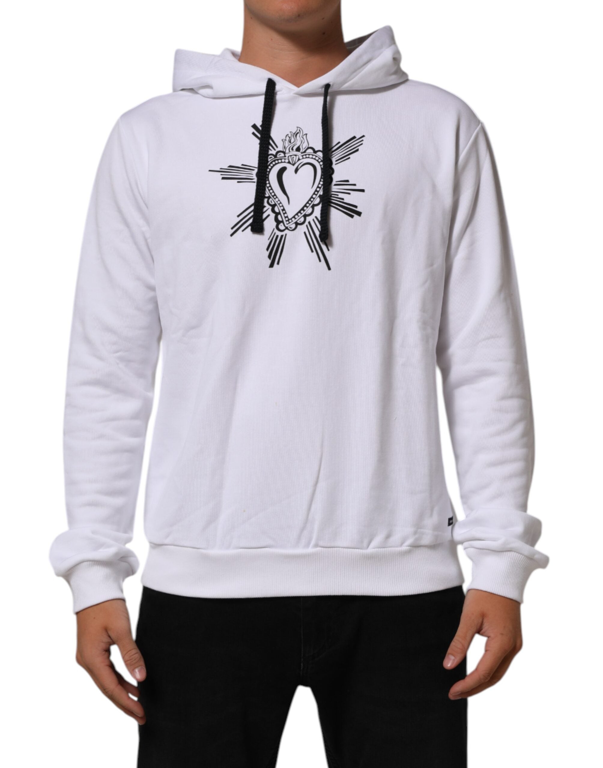 Dolce & Gabbana White Sacred Heart Hooded Sweatshirt Men's Sweater (Pre-Owned)