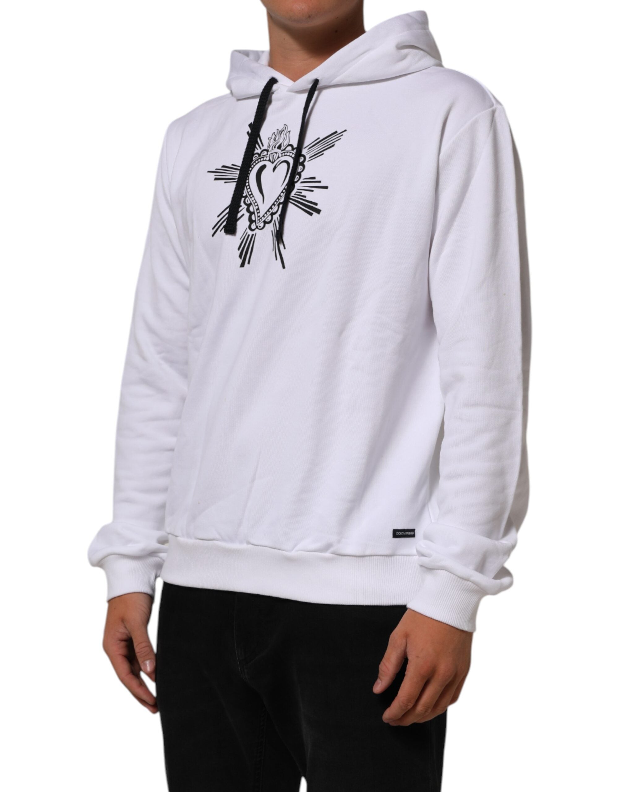 Dolce & Gabbana White Sacred Heart Hooded Sweatshirt Men's Sweater (Pre-Owned)