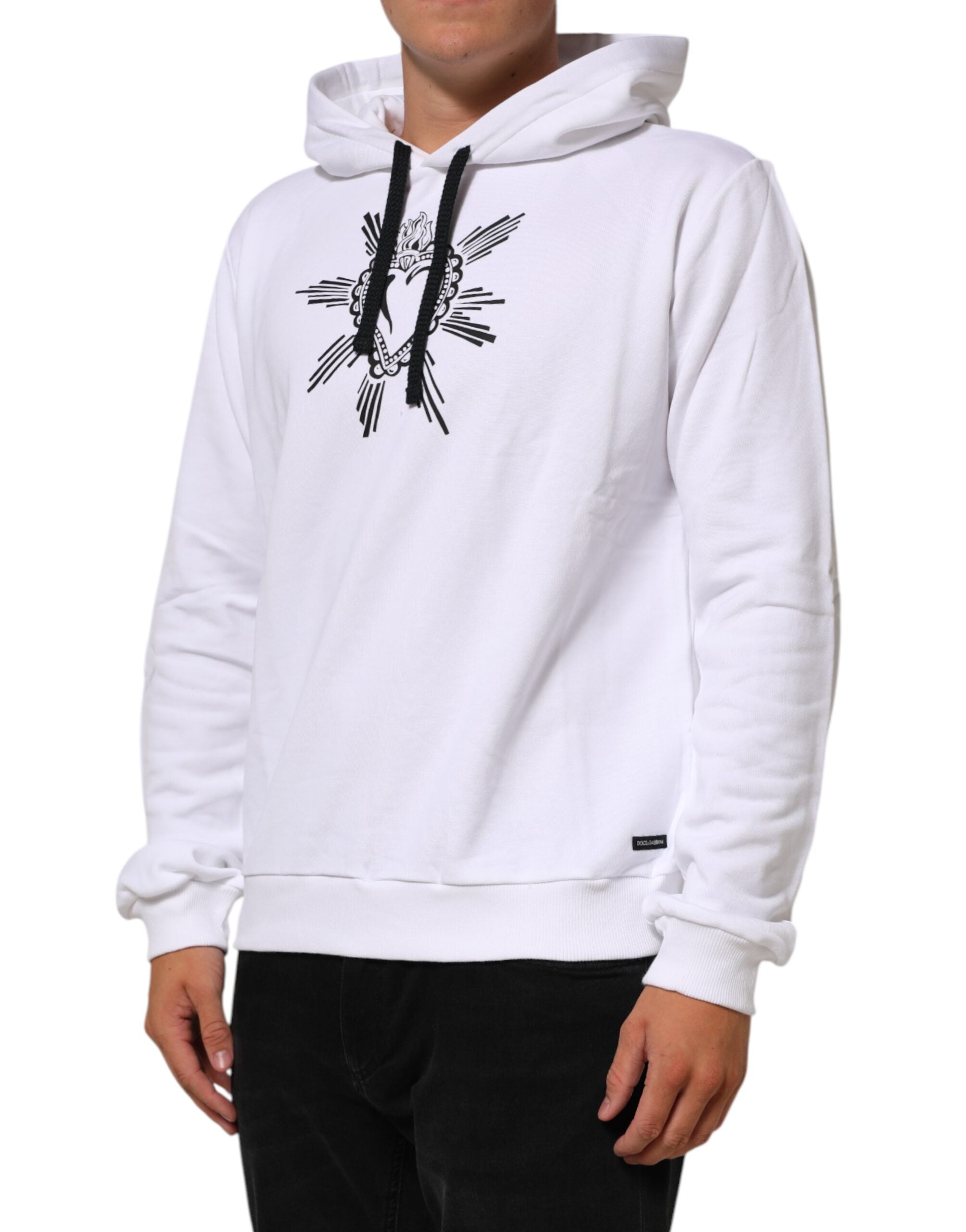 Dolce & Gabbana White Sacred Heart Hooded Sweatshirt Men's Sweater (Pre-Owned)