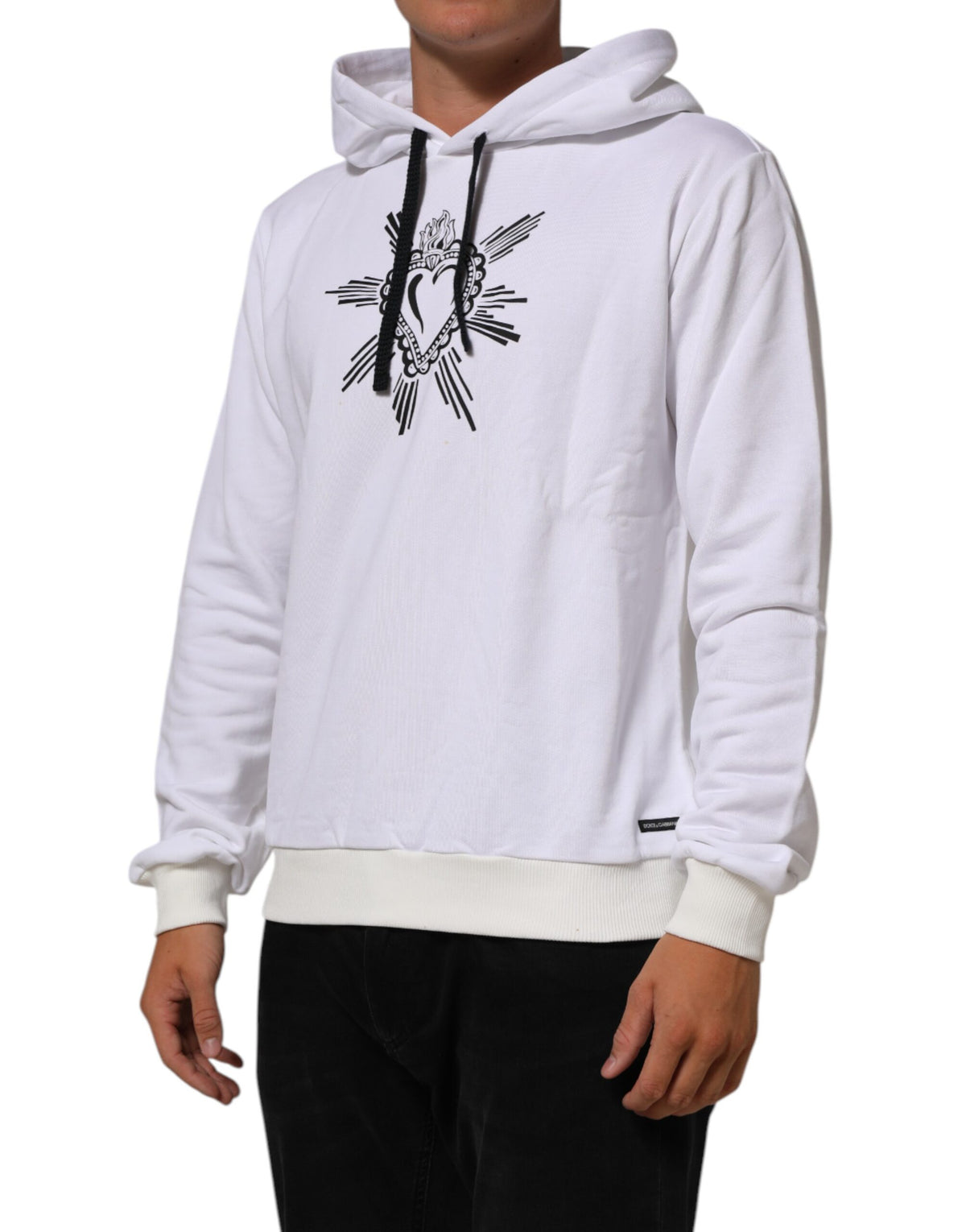 Dolce & Gabbana White Sacred Heart Hooded Sweatshirt Men's Sweater (Pre-Owned)