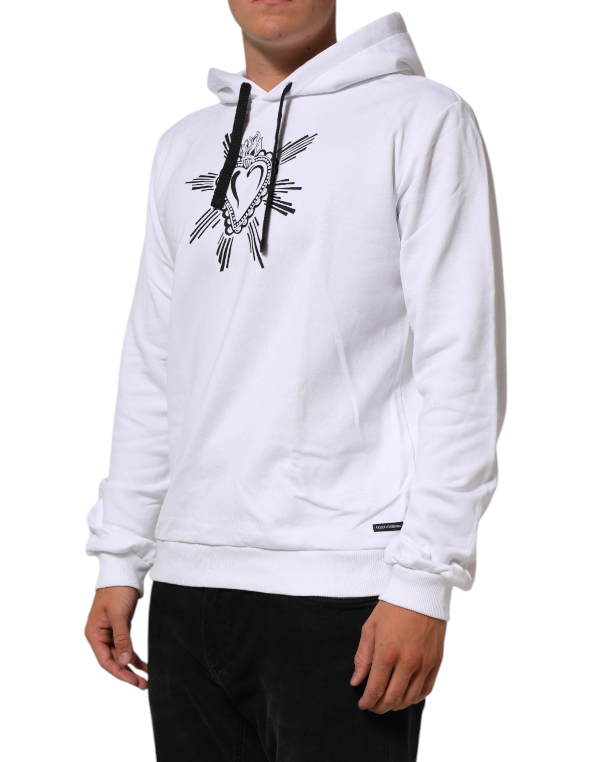 Dolce & Gabbana White Sacred Heart Hooded Sweatshirt Men's Sweater (Pre-Owned)