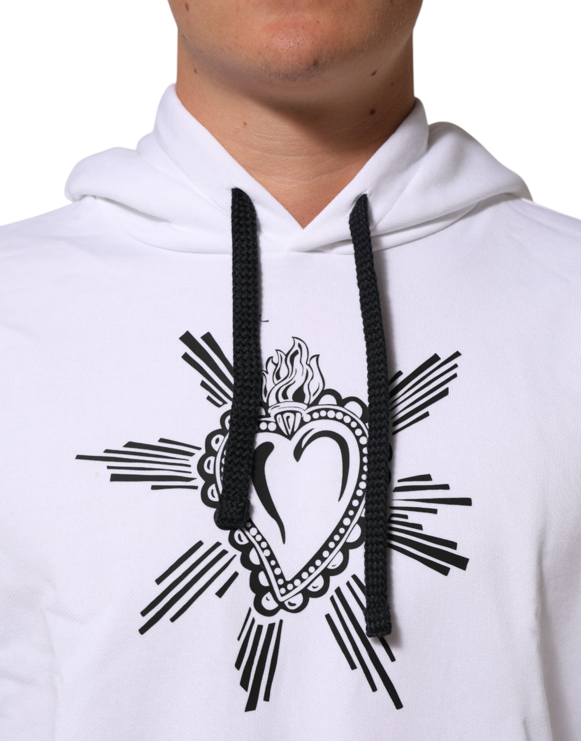 Dolce & Gabbana White Sacred Heart Hooded Sweatshirt Men's Sweater (Pre-Owned)