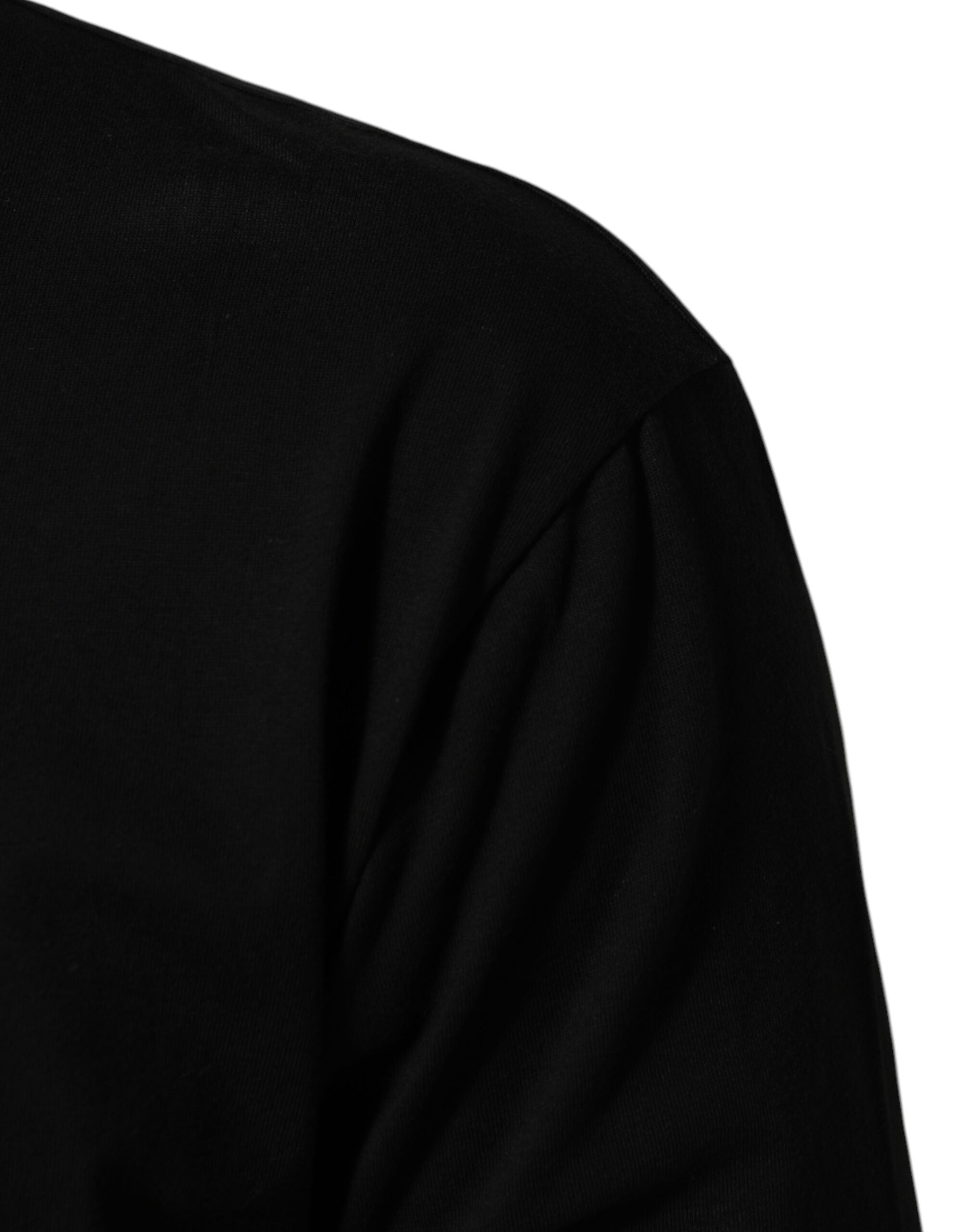 Dolce & Gabbana Black Statement Cotton Men Crew Neck Men's T-shirt (Pre-Owned)
