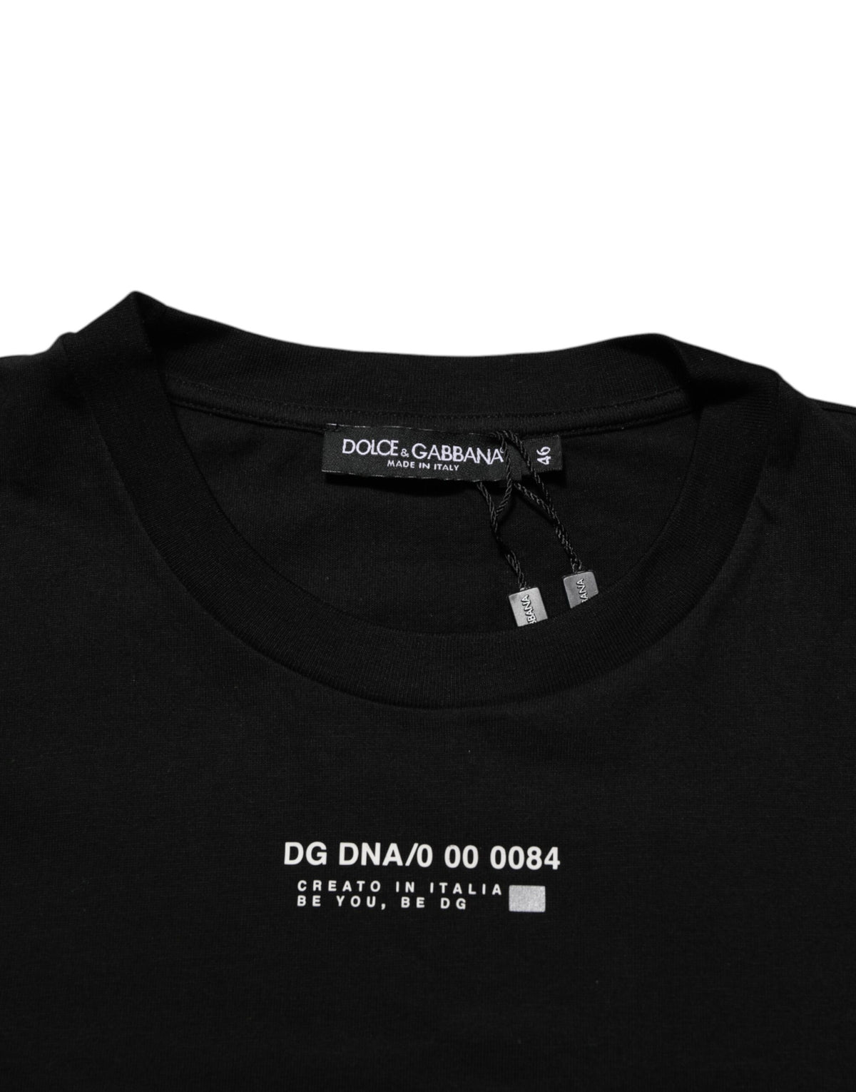 Dolce & Gabbana Black Statement Cotton Men Crew Neck Men's T-shirt (Pre-Owned)