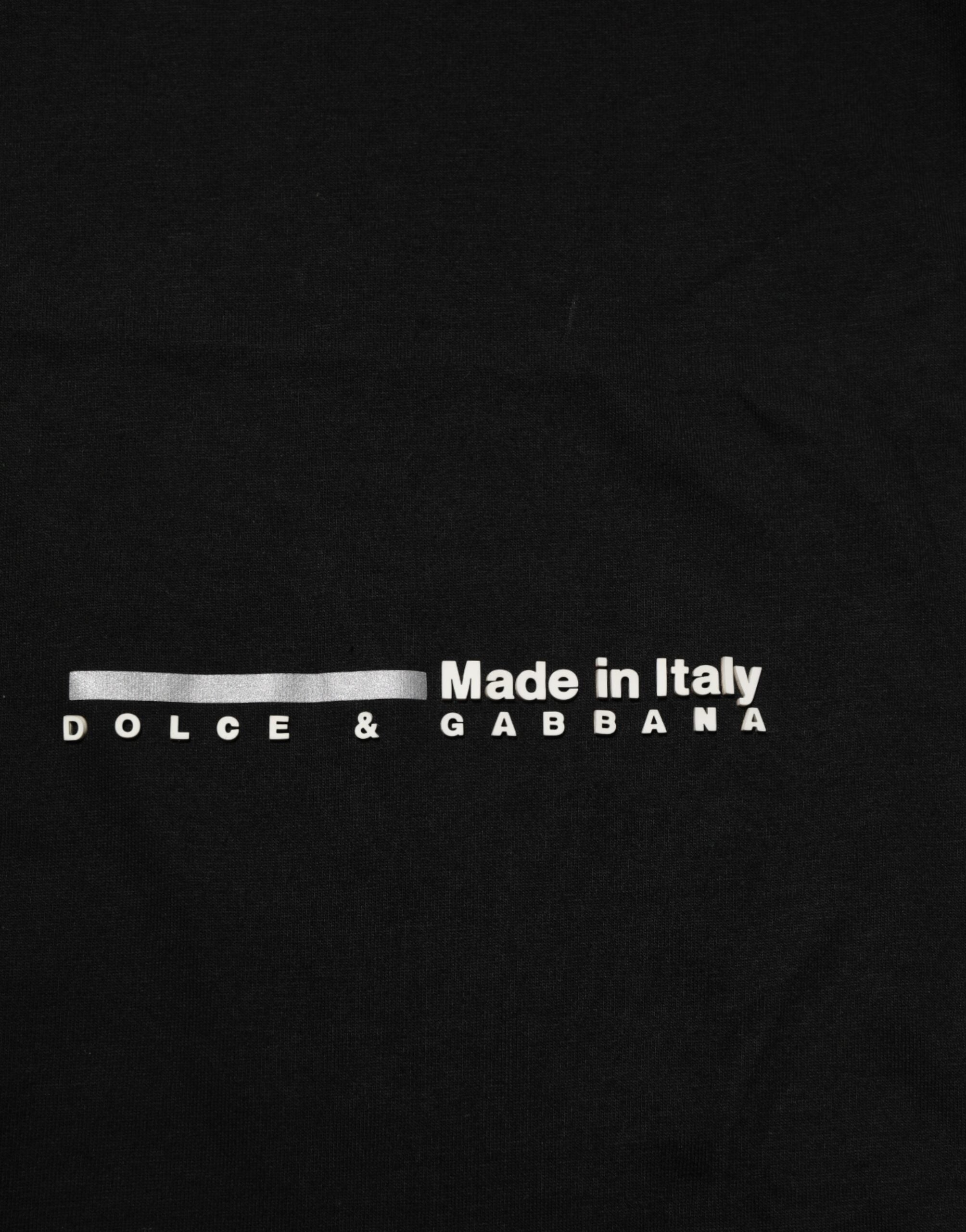 Dolce & Gabbana Black Statement Cotton Men Crew Neck Men's T-shirt (Pre-Owned)