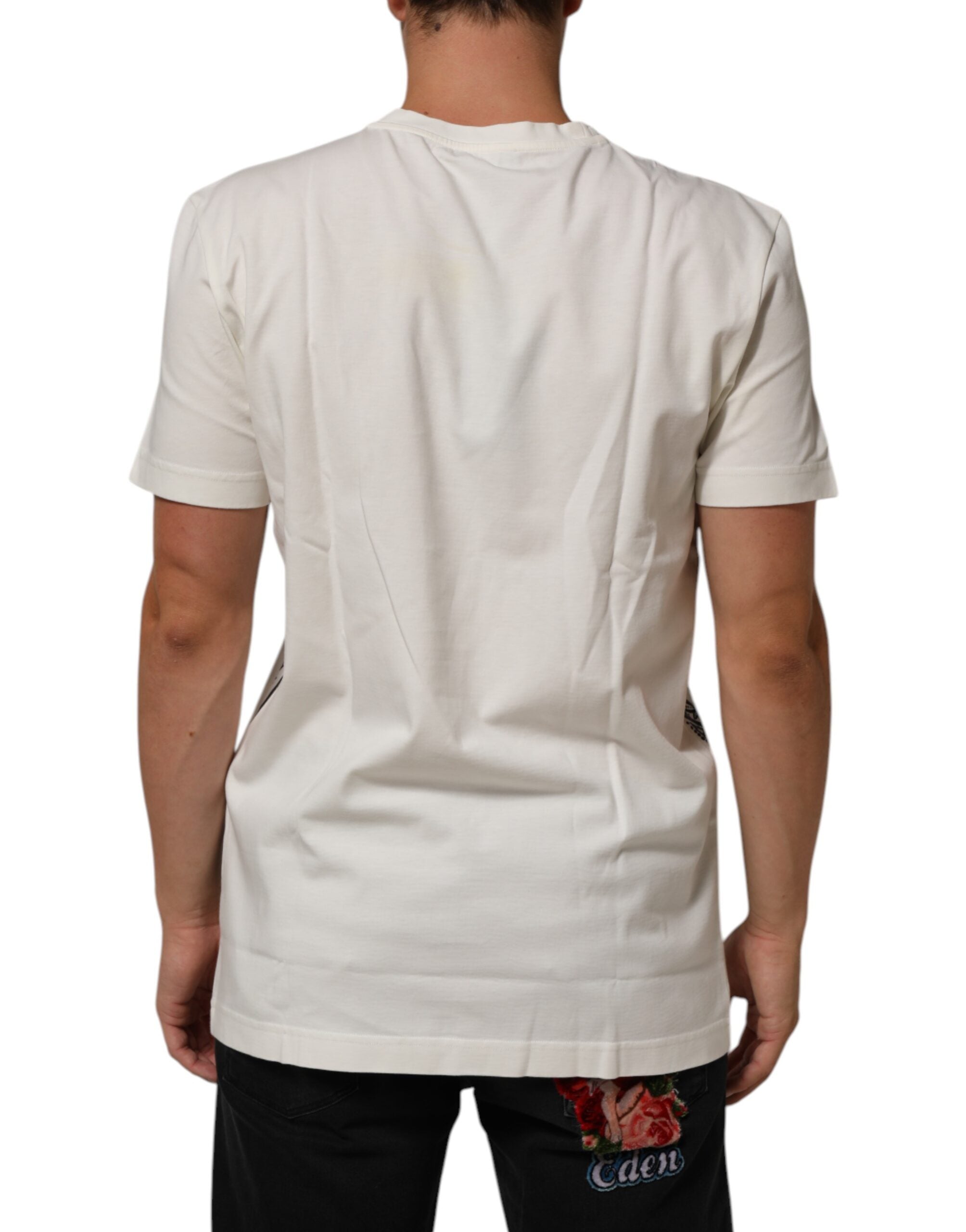 Dolce & Gabbana White Cotton Logo Bandana Print Men Men's T-shirt (Pre-Owned)