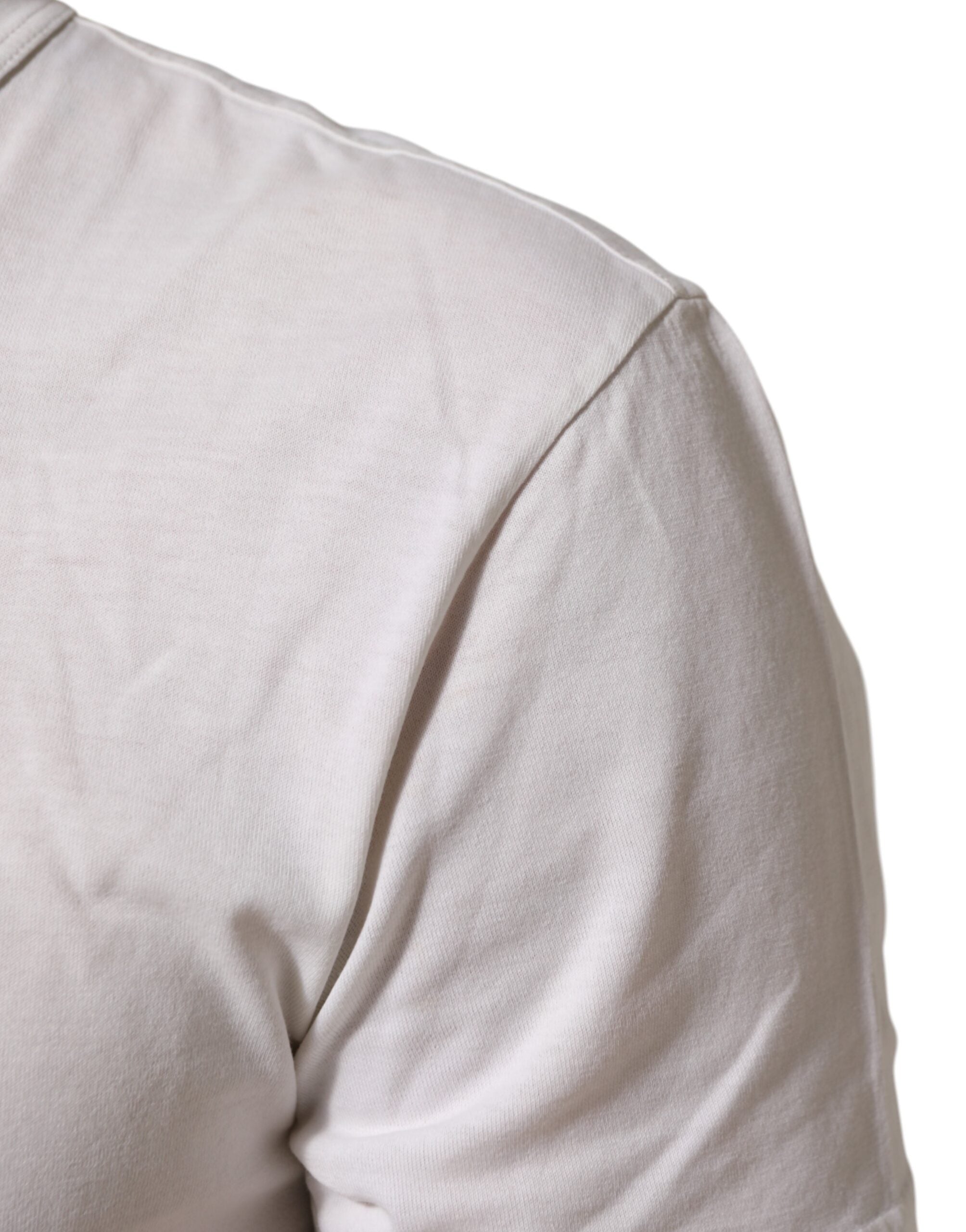 Dolce & Gabbana White Logo Print Cotton Crew Neck Men Men's T-shirt (Pre-Owned)