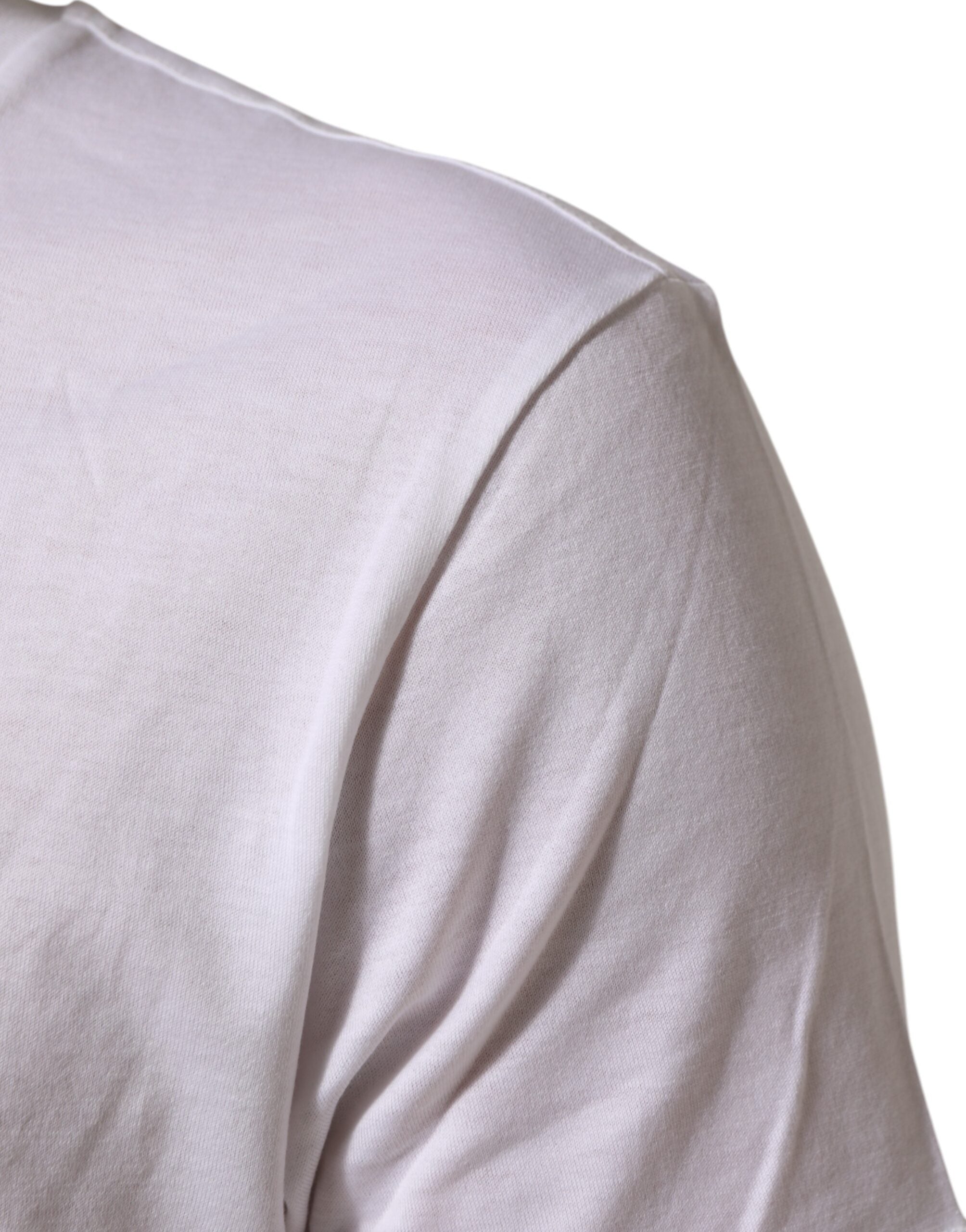 Dolce & Gabbana White Logo Print Cotton Crew Neck Men's T-shirt (Pre-Owned)