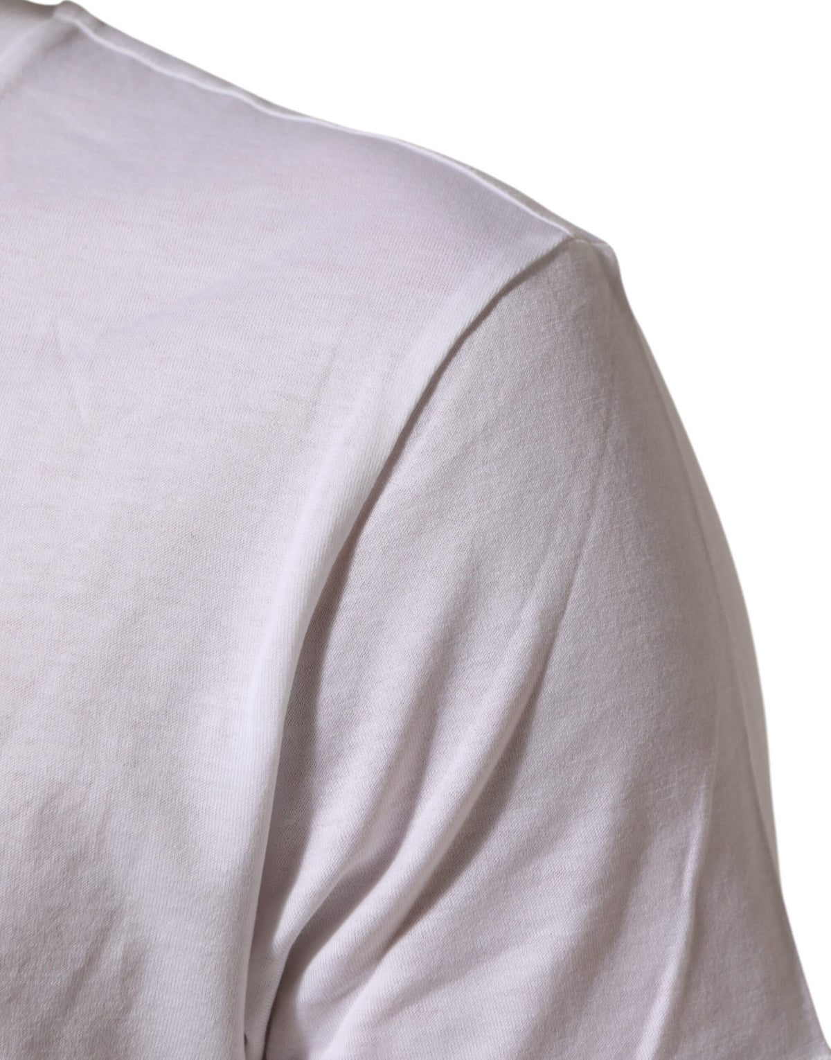Dolce & Gabbana White Logo Print Cotton Crew Neck Men's T-shirt (Pre-Owned)