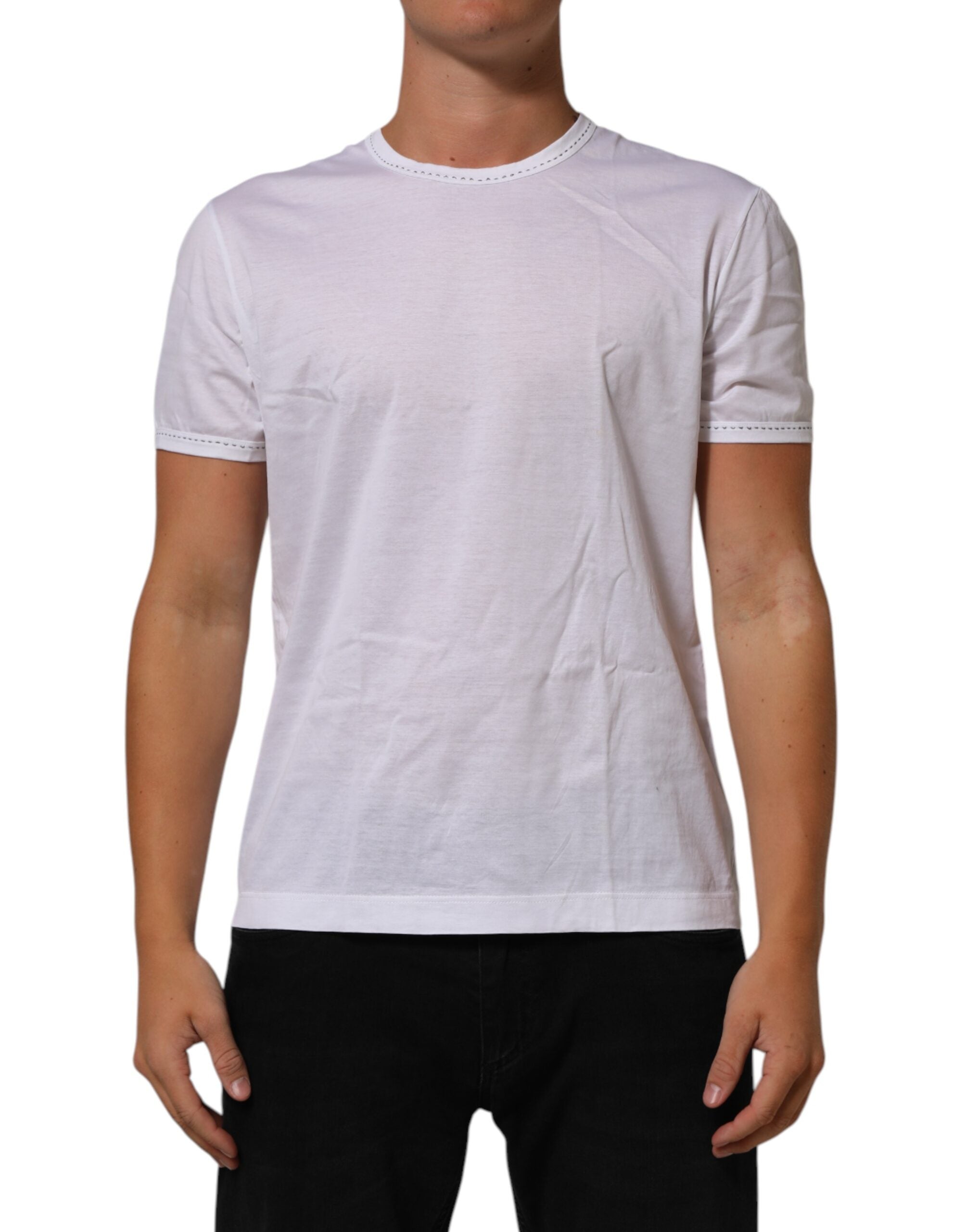Dolce & Gabbana White Cotton Crew Neck Underwear Tee Men's T-shirt (Pre-Owned)