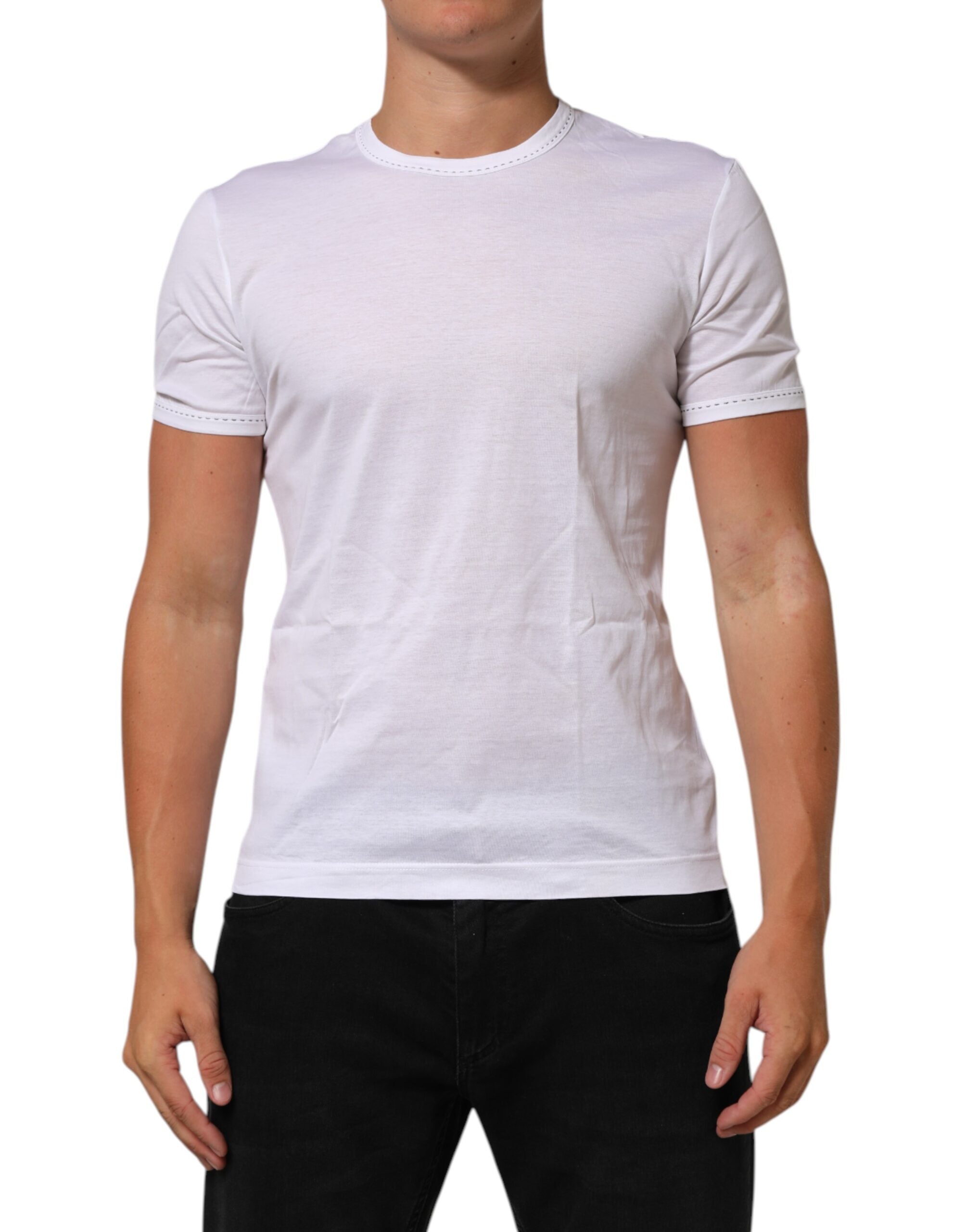 Dolce & Gabbana White Cotton Crew Neck Underwear Tee Men's T-shirt (Pre-Owned)