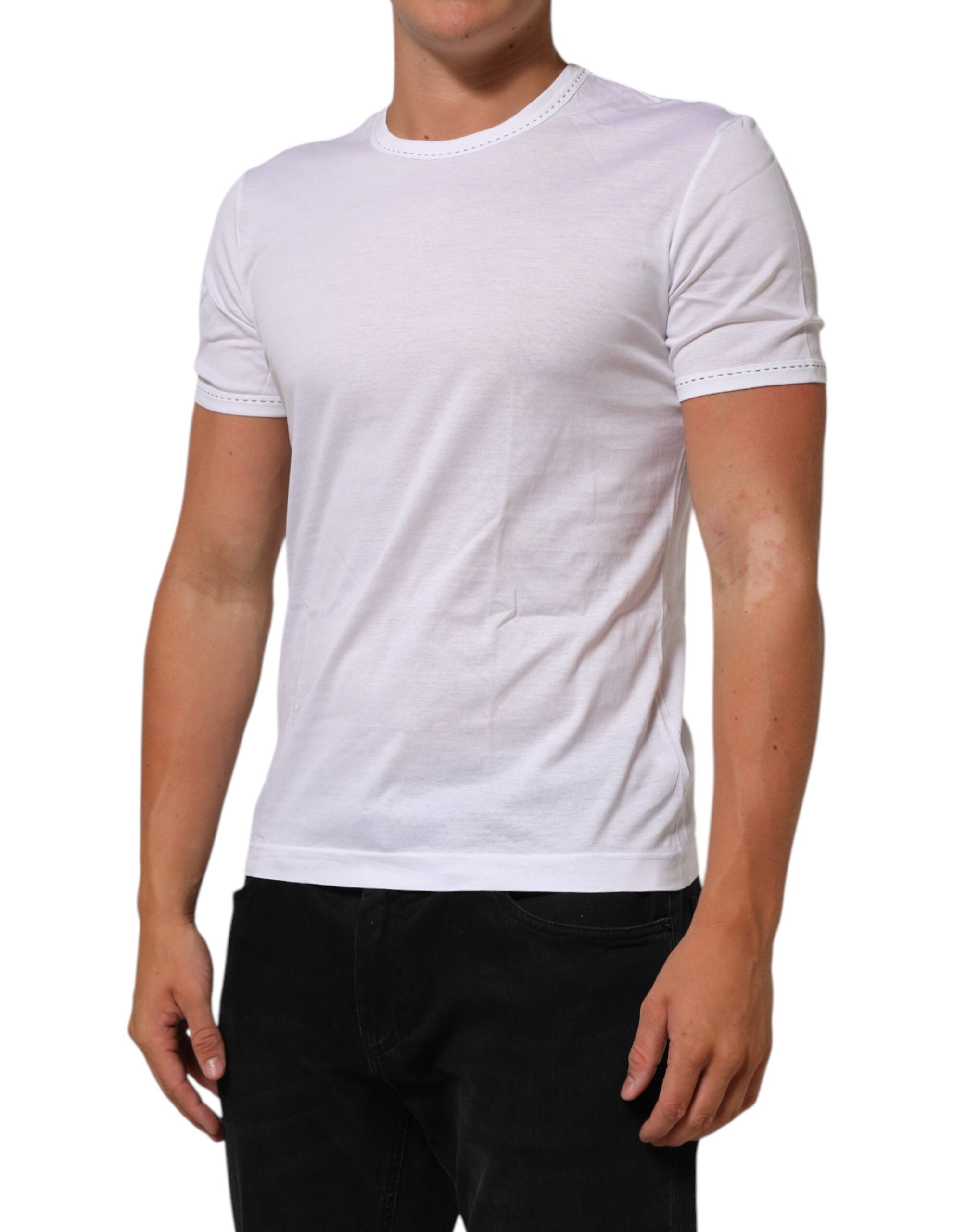 Dolce & Gabbana White Cotton Crew Neck Underwear Tee Men's T-shirt (Pre-Owned)