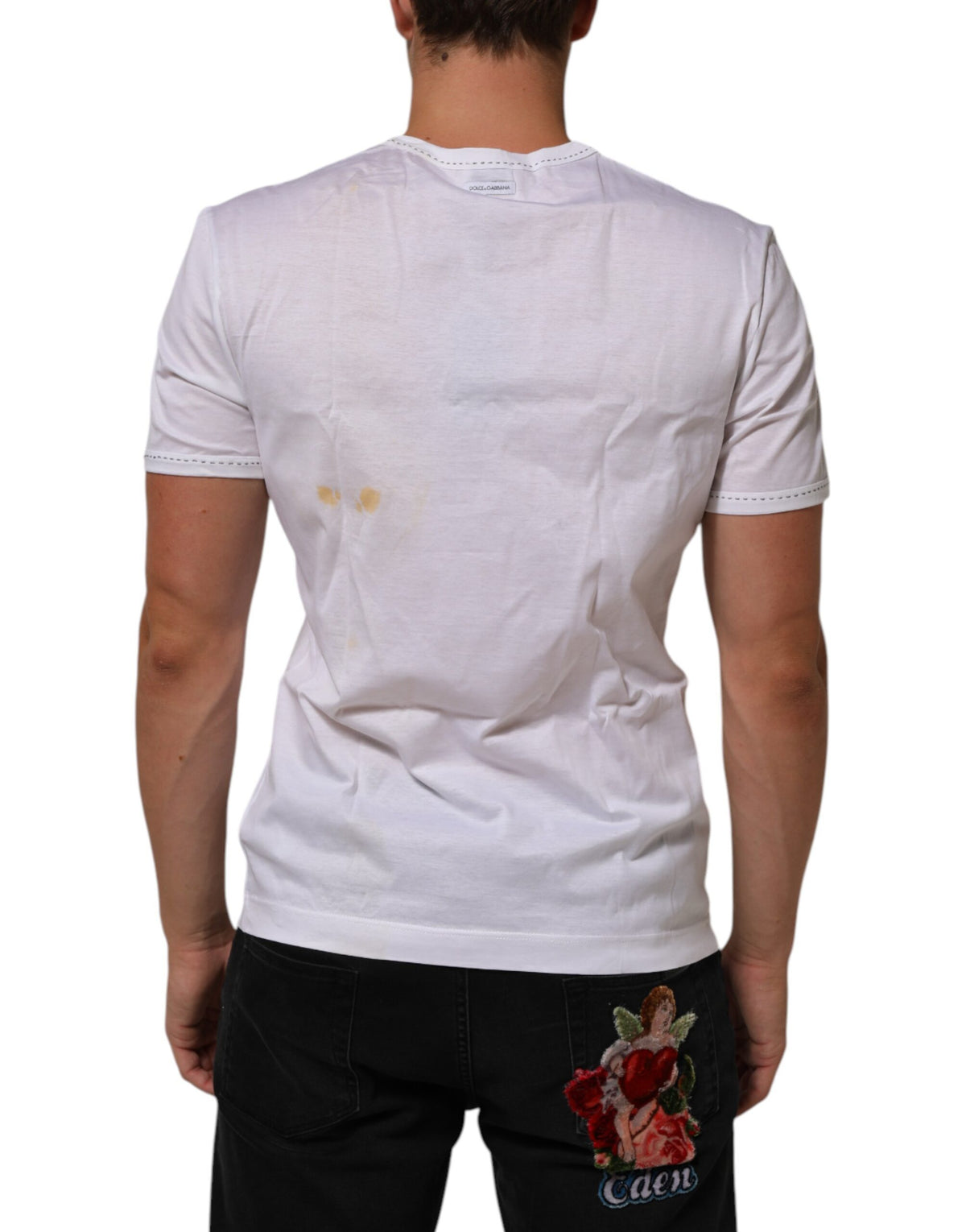 Dolce & Gabbana White Cotton Crew Neck Underwear Tee Men's T-shirt (Pre-Owned)